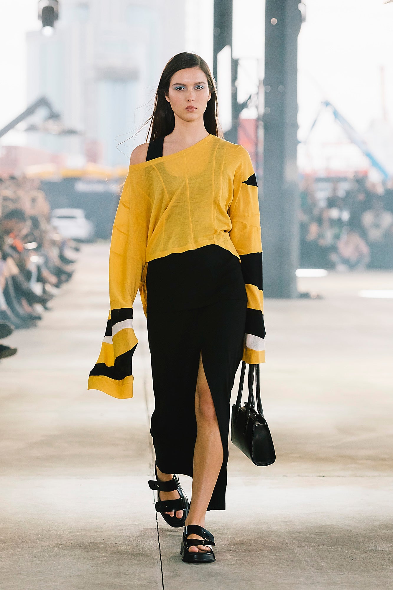A.BCH Red Line Marigold Cutpiece Asymmetrical Top in Merino Wool