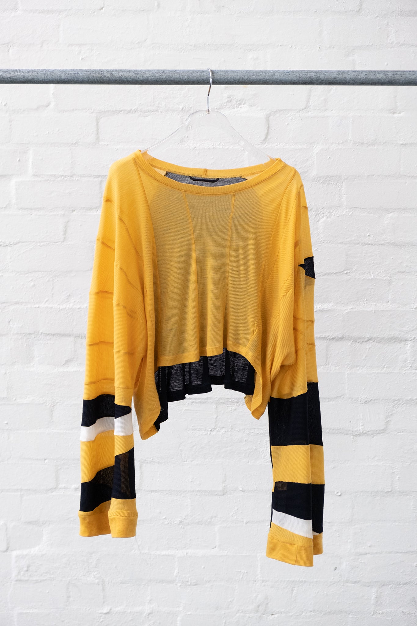 A.BCH Red Line Marigold Cutpiece Asymmetrical Top in Merino Wool