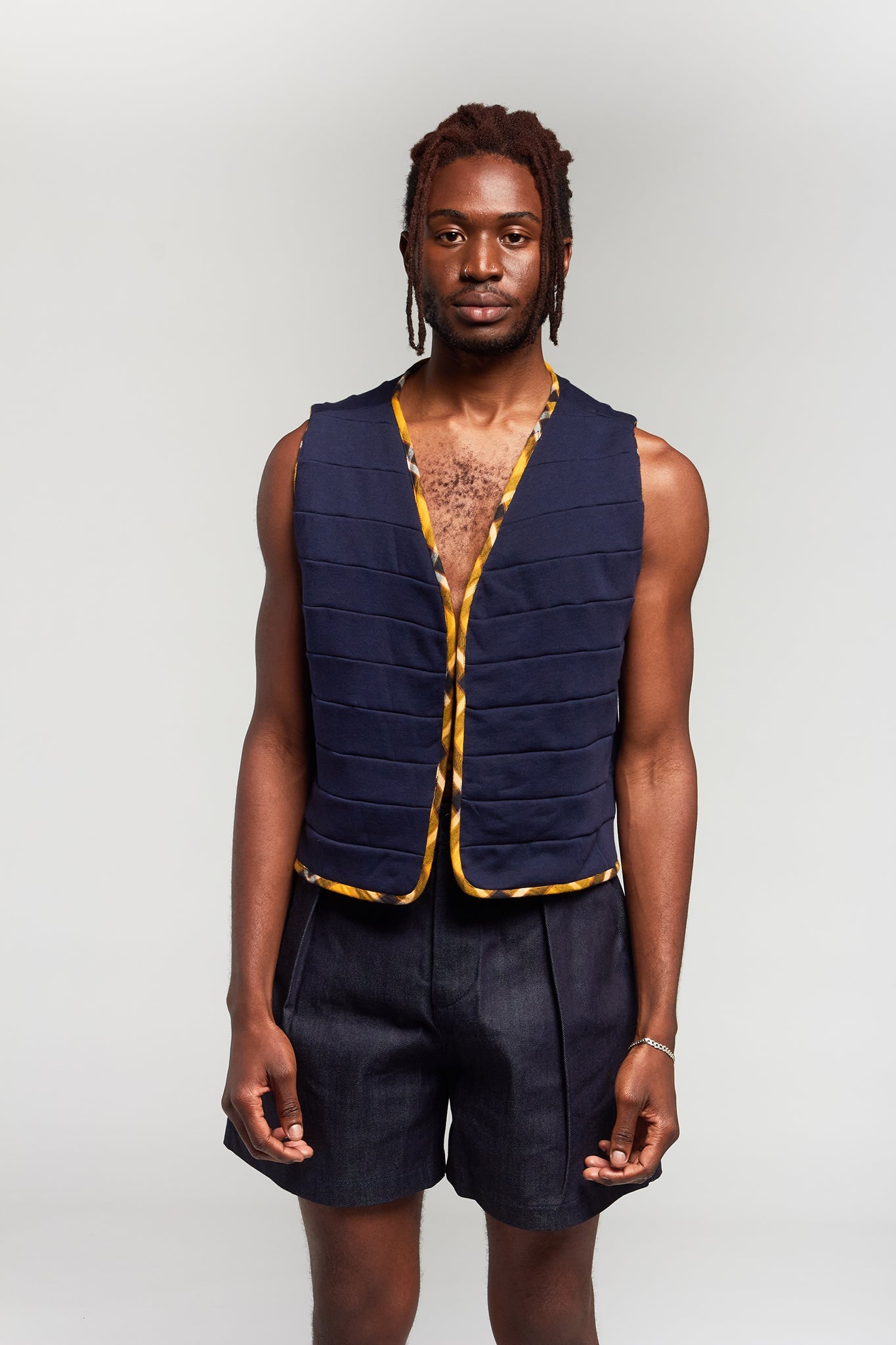 A.RQV in Navy Marigold Plaid in Organic Cotton
