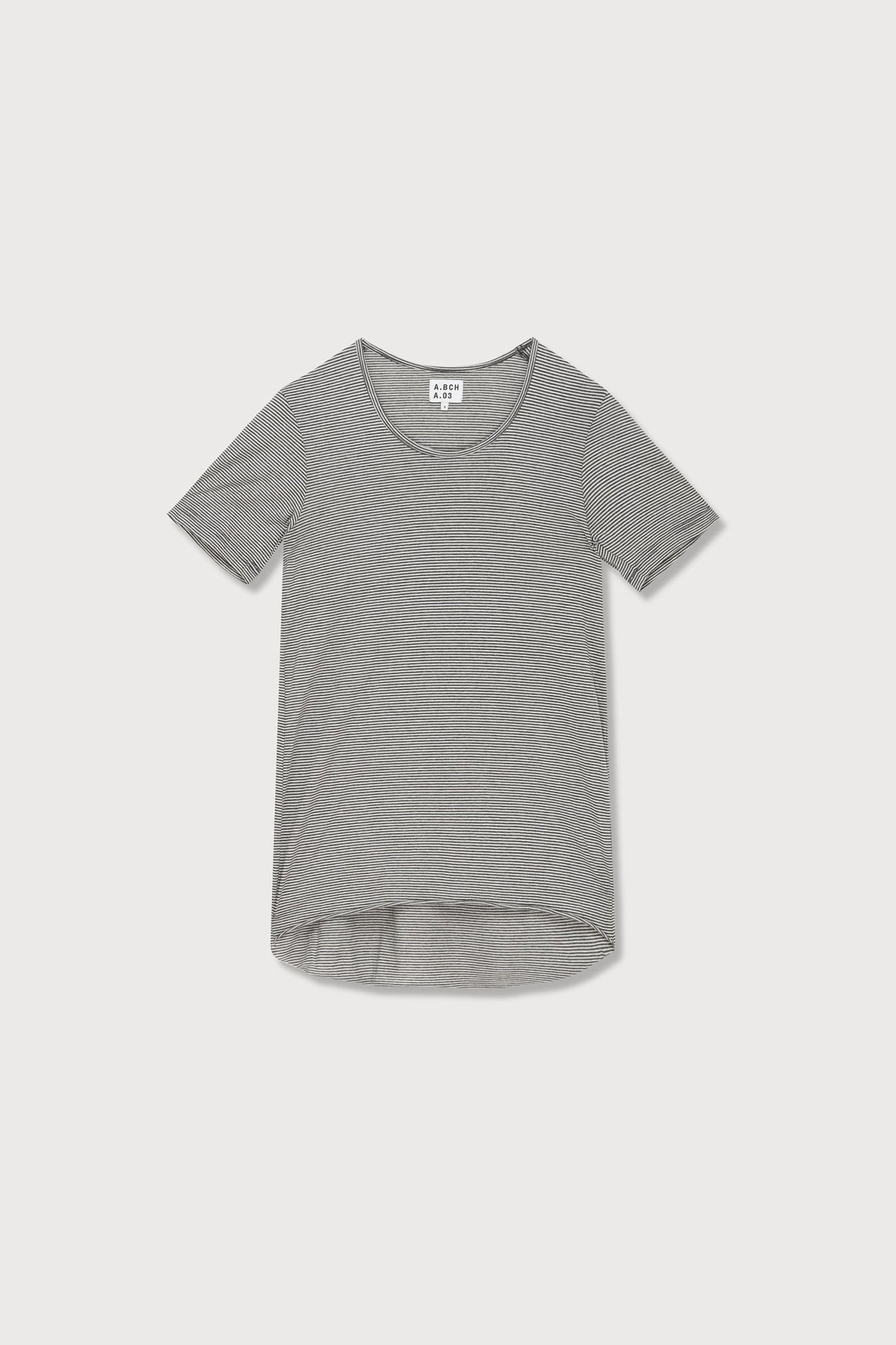 A.BCH A.03 Charcoal Stripe Fine T-Shirt in Organic Cotton