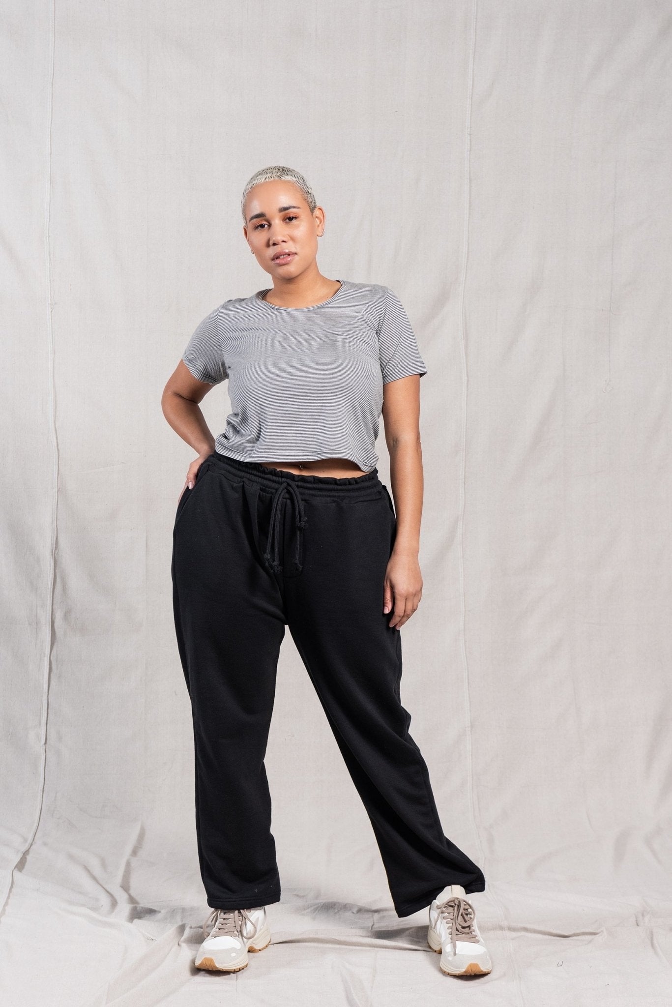 A.BCH A.03 Charcoal Stripe Fine T-Shirt in Organic Cotton