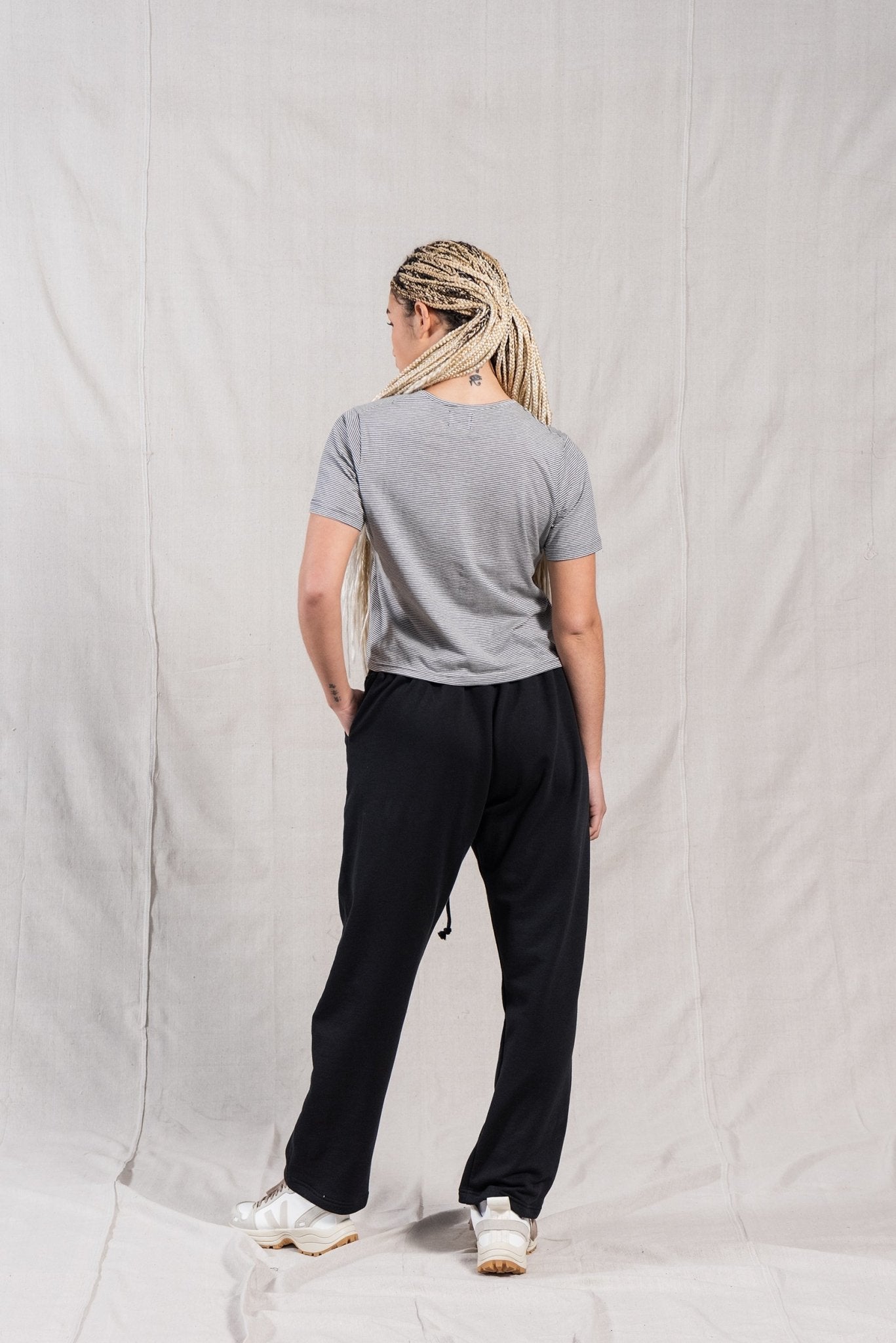 A.BCH A.03 Charcoal Stripe Fine T-Shirt in Organic Cotton