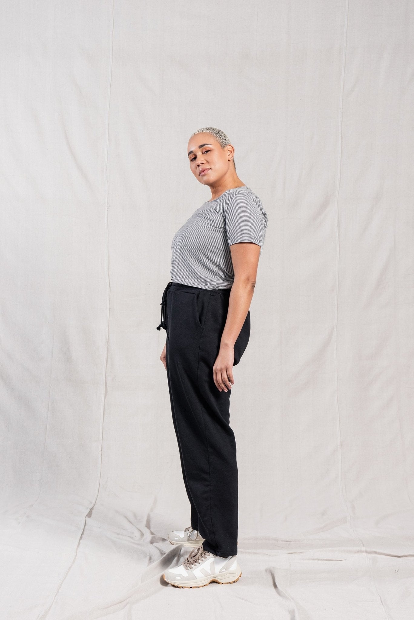 A.BCH A.03 Charcoal Stripe Fine T-Shirt in Organic Cotton