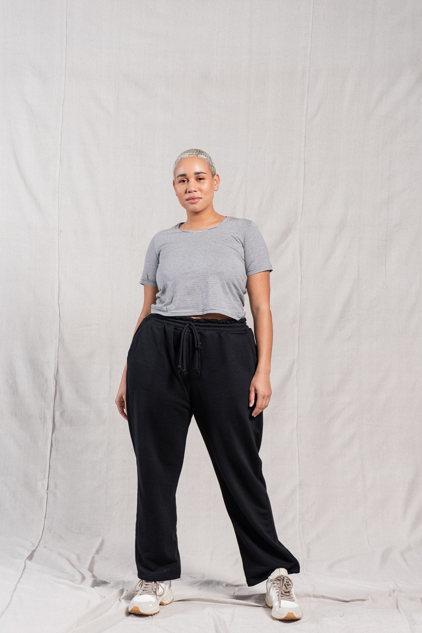 A.BCH A.03 Charcoal Stripe Fine T-Shirt in Organic Cotton