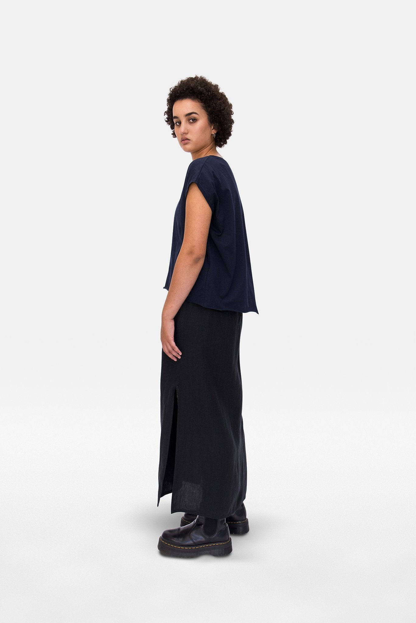A.BCH A.08 Navy Offcut T-Shirt in Organic Cotton
