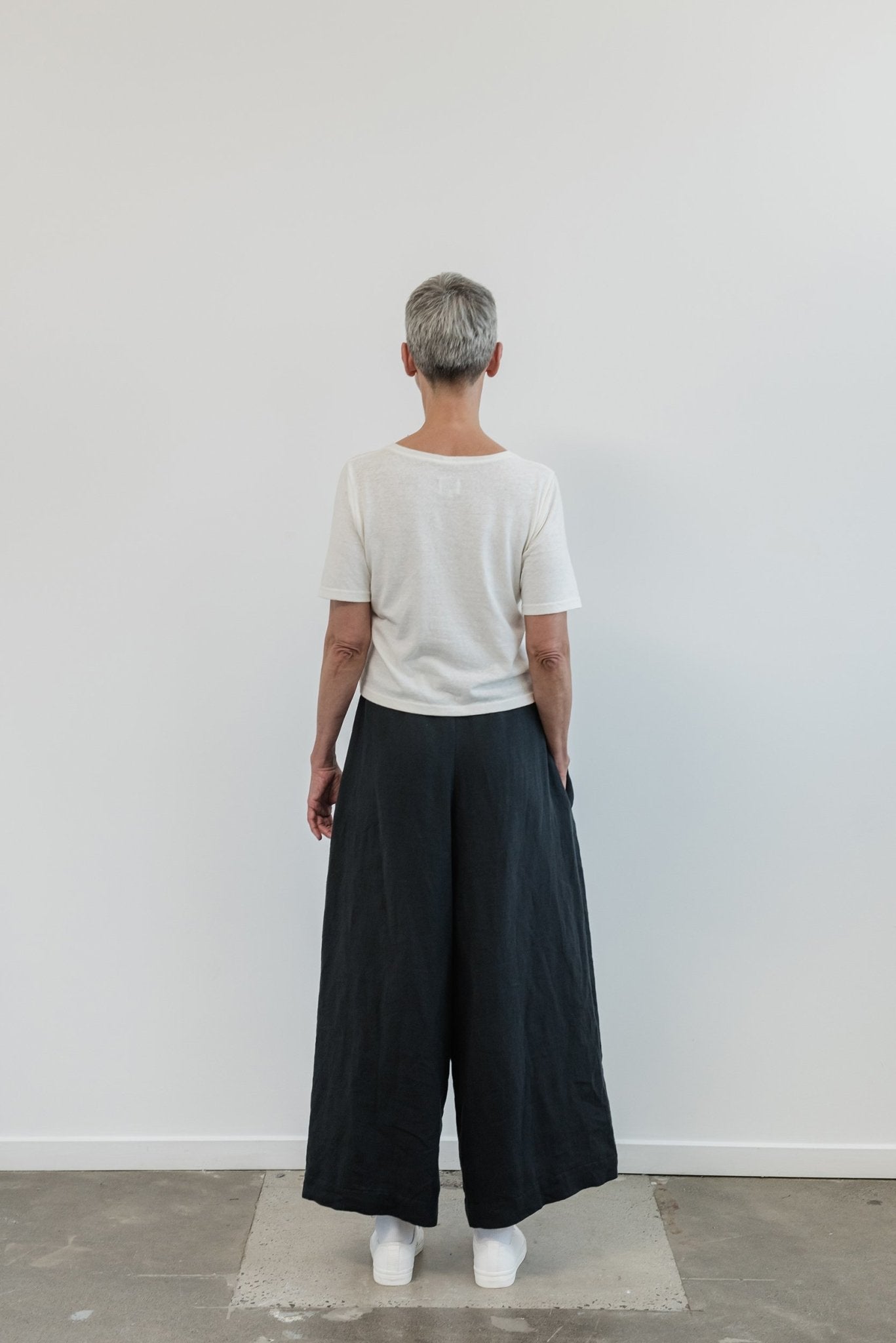 A.BCH A.10 Black Palazzo Trousers in Organic Linen