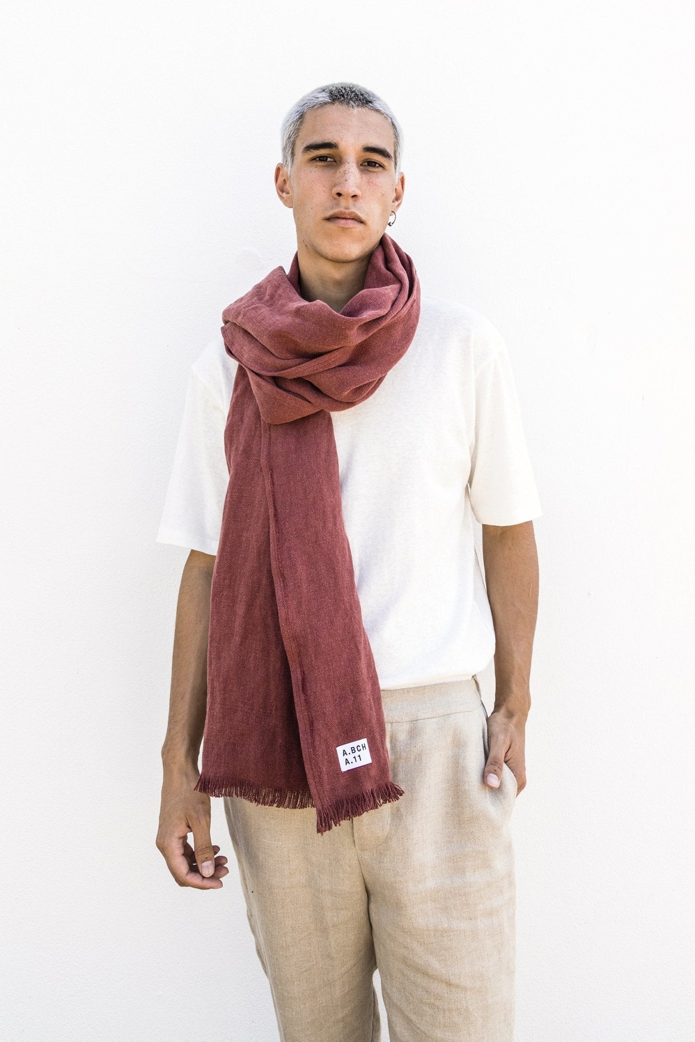 A.BCH A.11 Burnt Henna Throw Scarf in Hemp