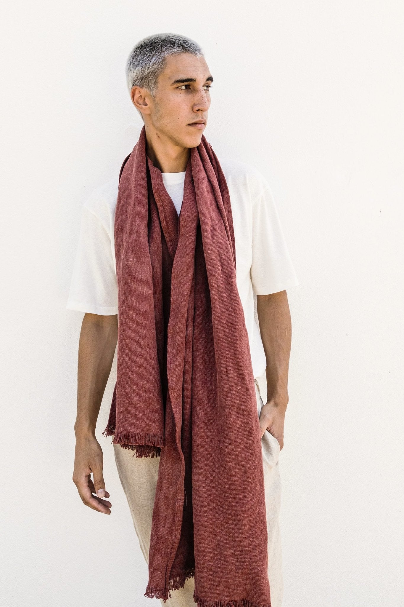 A.BCH A.11 Burnt Henna Throw Scarf in Hemp