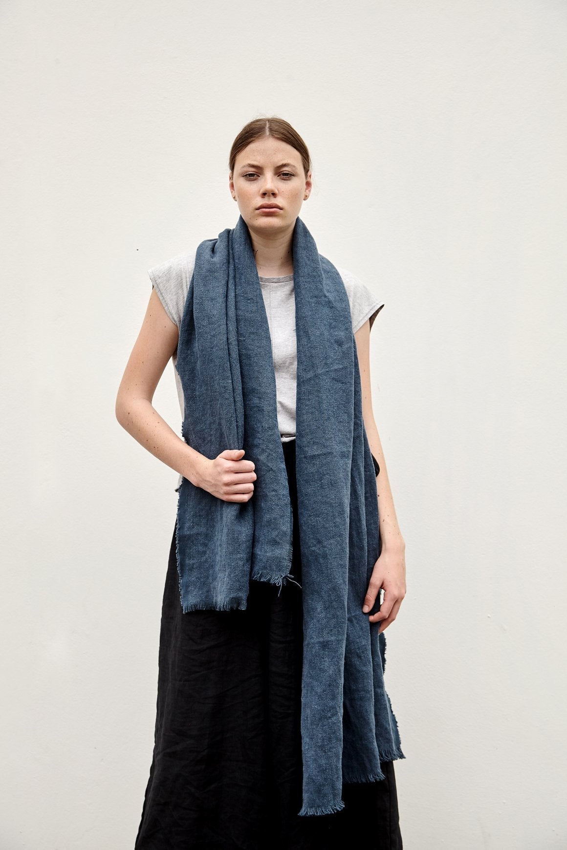 A.BCH A.11 Stonewash Blue Throw Scarf in Hemp