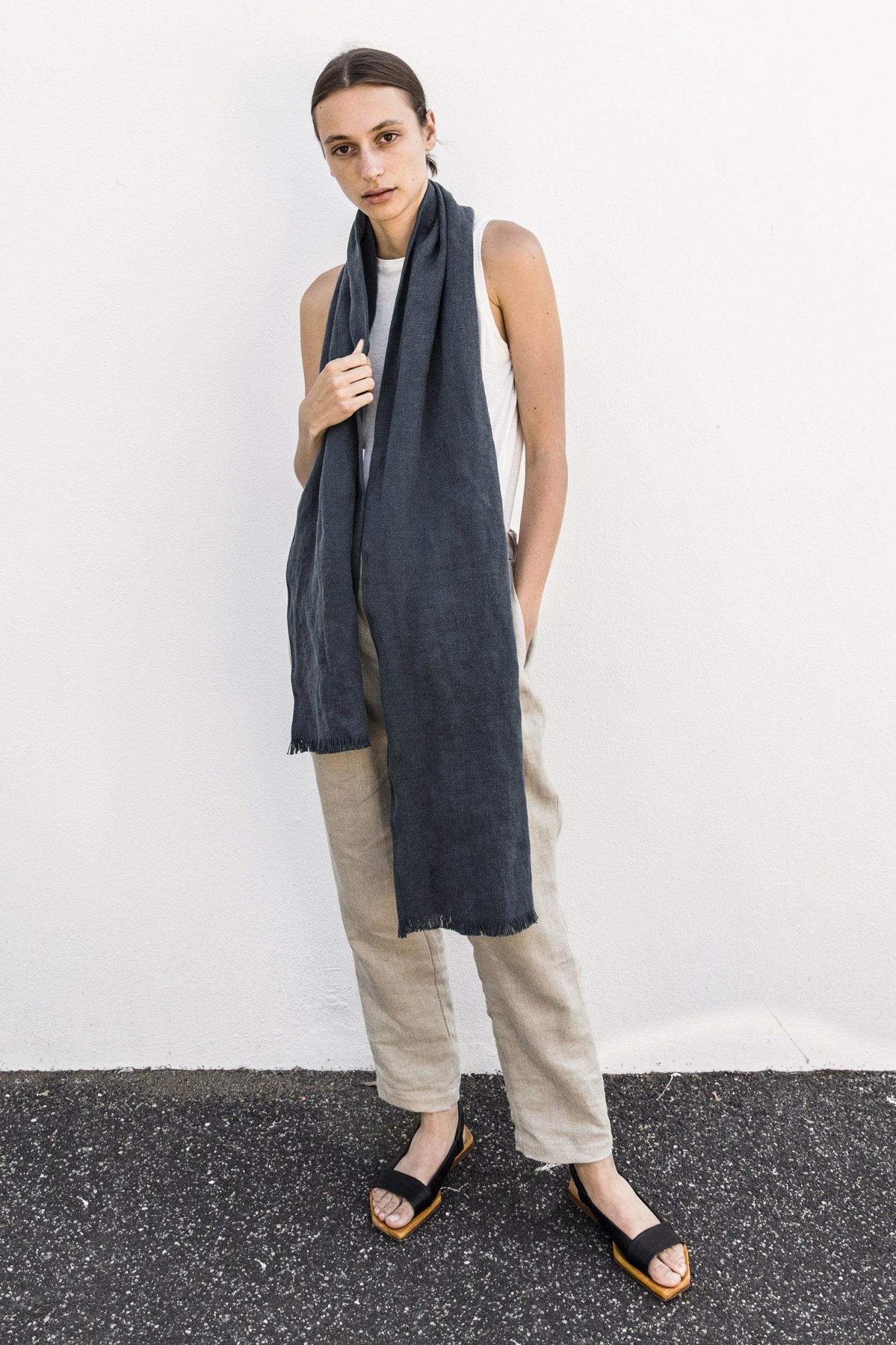 A.BCH A.11 Stonewash Blue Mini Throw Scarf in Hemp