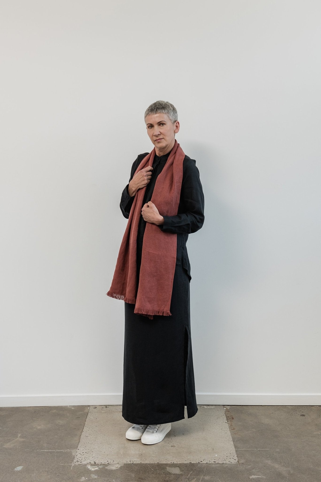 A.BCH A.11 Burnt Henna Mini Throw Scarf in Hemp