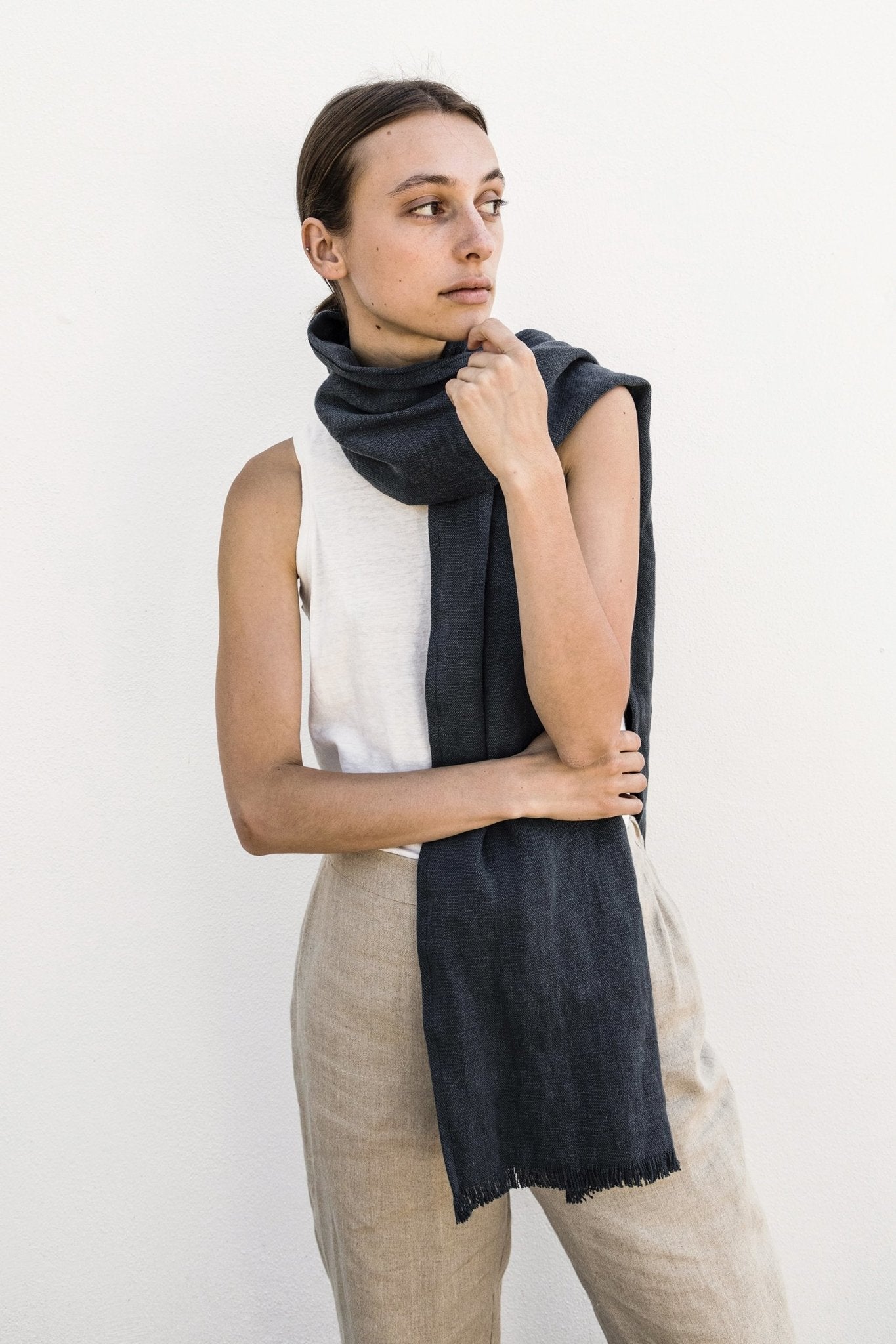 A.BCH A.11 Stonewash Blue Mini Throw Scarf in Hemp