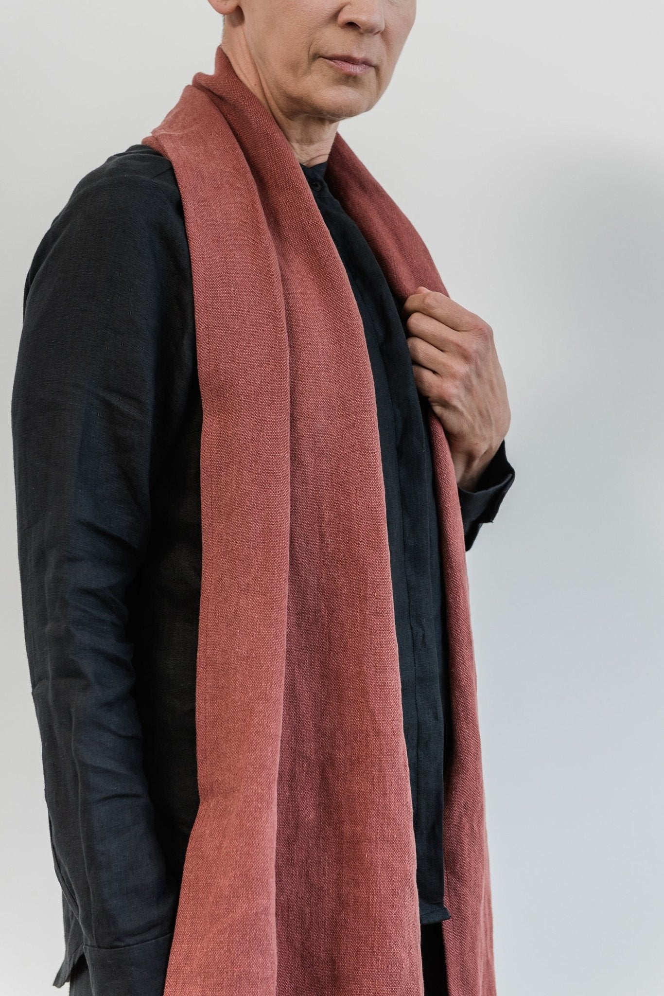 A.BCH A.11 Burnt Henna Mini Throw Scarf in Hemp