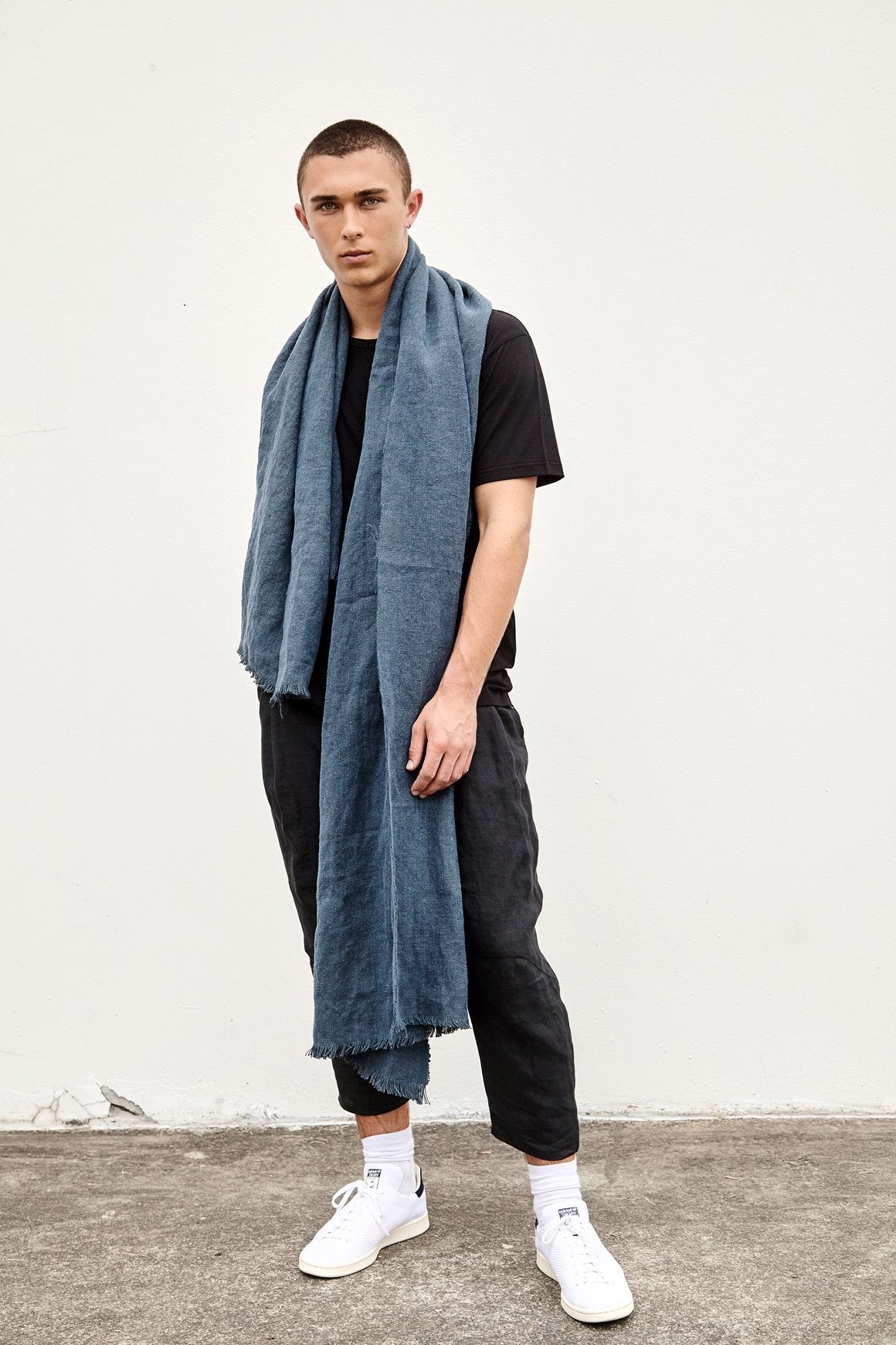 A.BCH A.11 Stonewash Blue Throw Scarf in Hemp