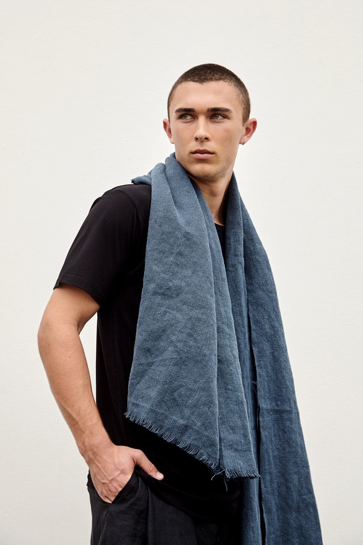 A.BCH A.11 Stonewash Blue Throw Scarf in Hemp