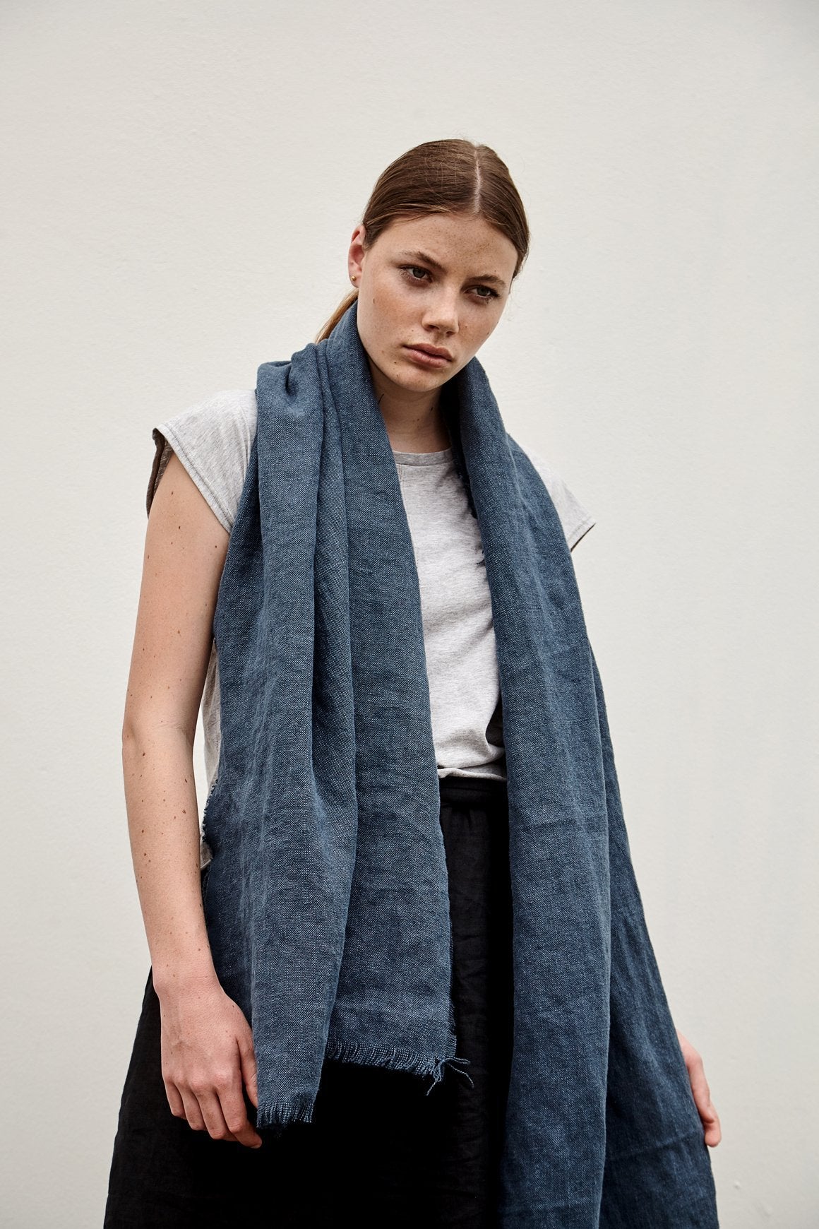A.BCH A.11 Stonewash Blue Throw Scarf in Hemp