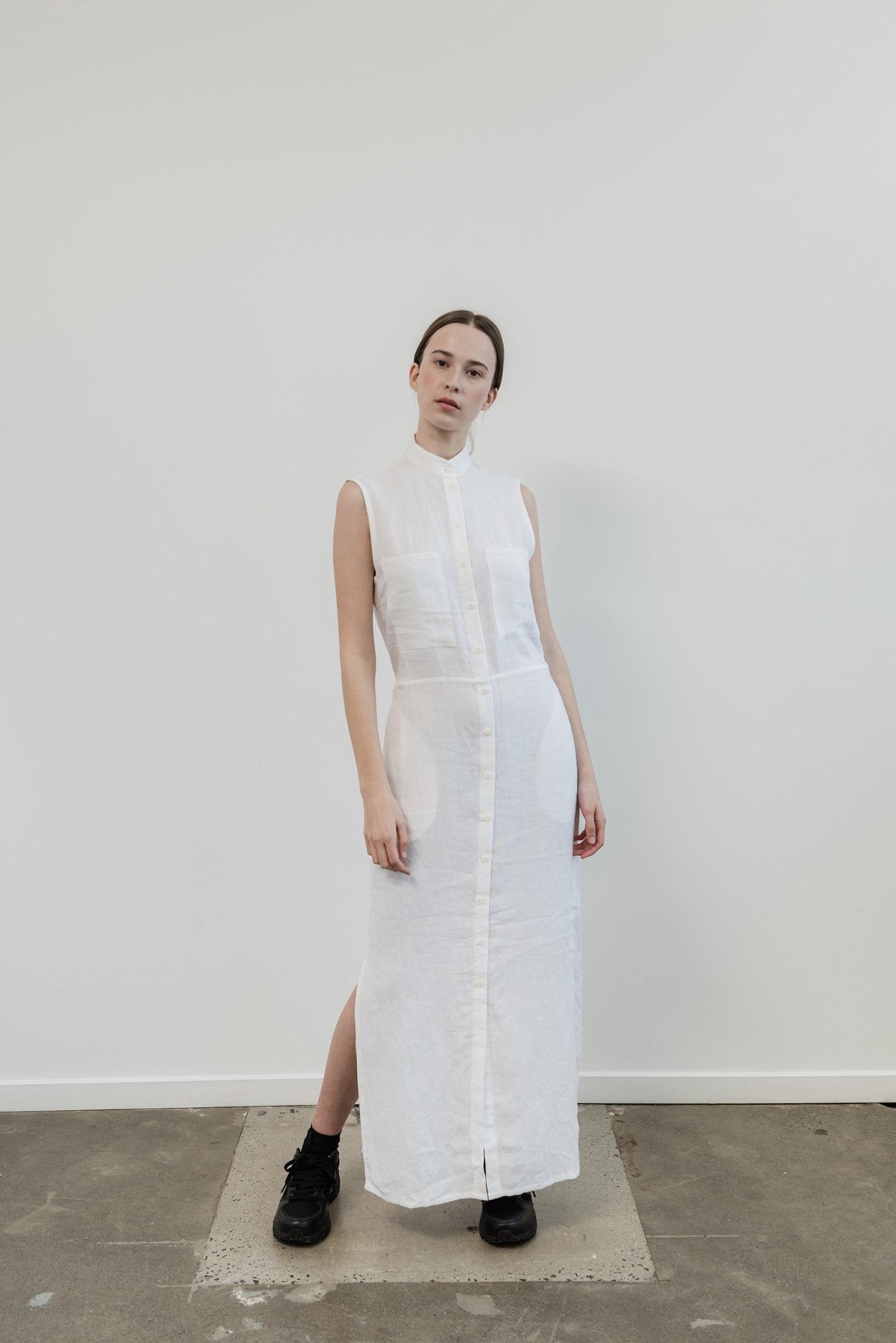 A.BCH A.12 White Long Dress in Organic Linen