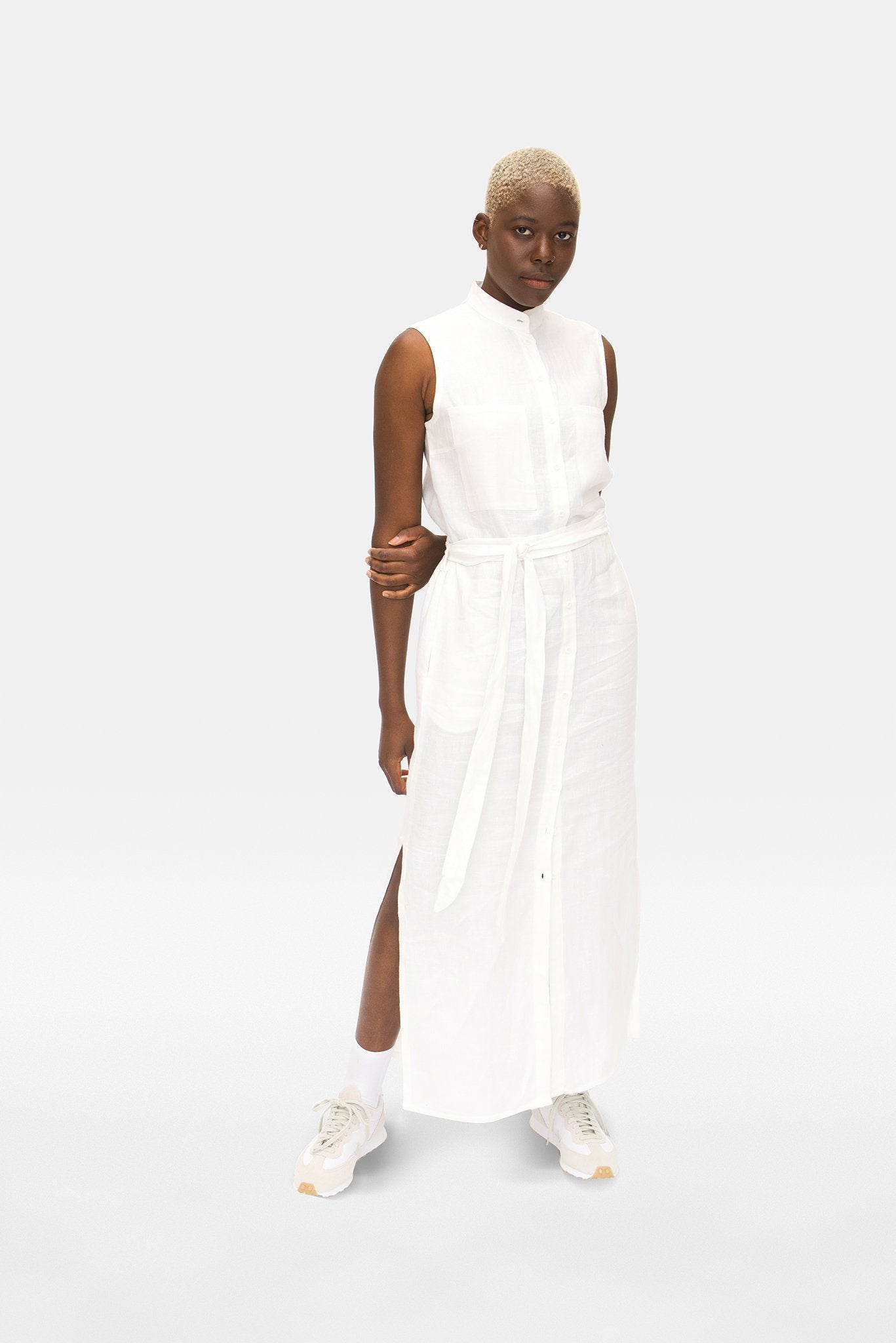 A.BCH A.12 White Long Dress in Organic Linen
