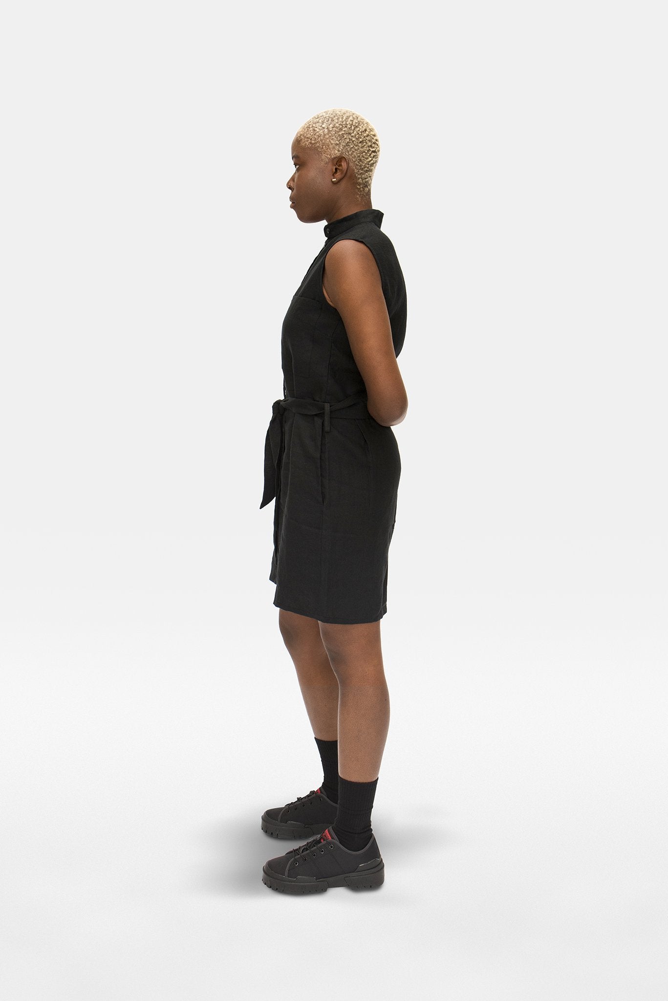 A.BCH A.12 Black Short Dress in Organic Linen