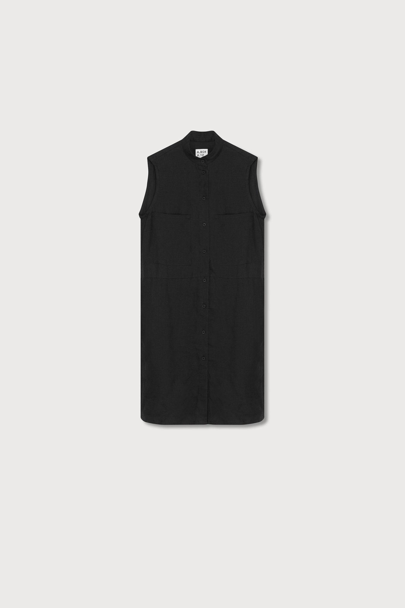 A.BCH A.12 Black Short Dress in Organic Linen