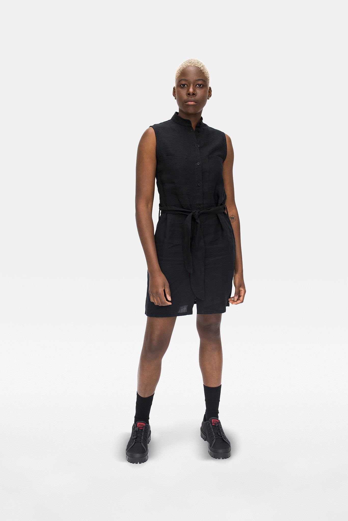 A.BCH A.12 Black Short Dress in Organic Linen