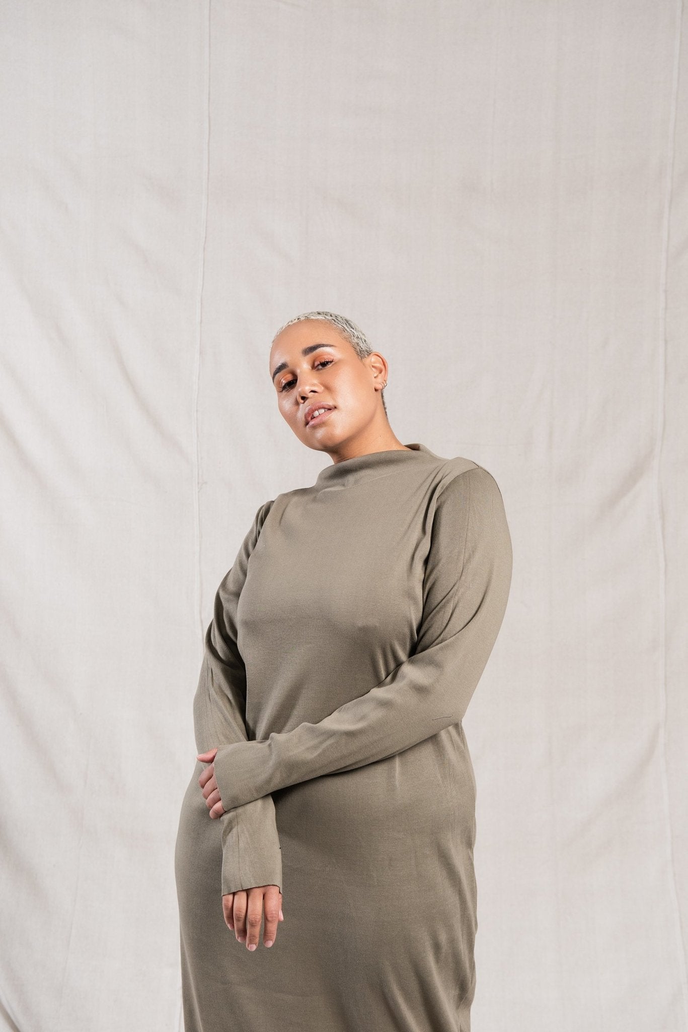 A.BCH A.14 Sage Long Sleeve Skivvy Dress in Organic Cotton