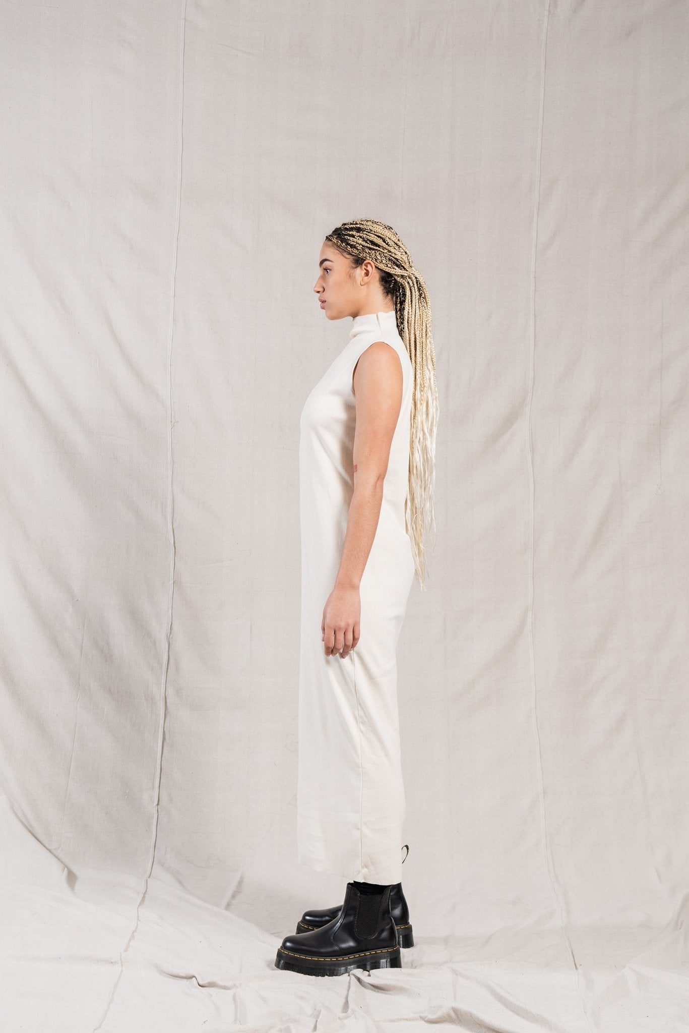 A.BCH A.14 Undyed Sleeveless Skivvy Dress in Organic Cotton Rib