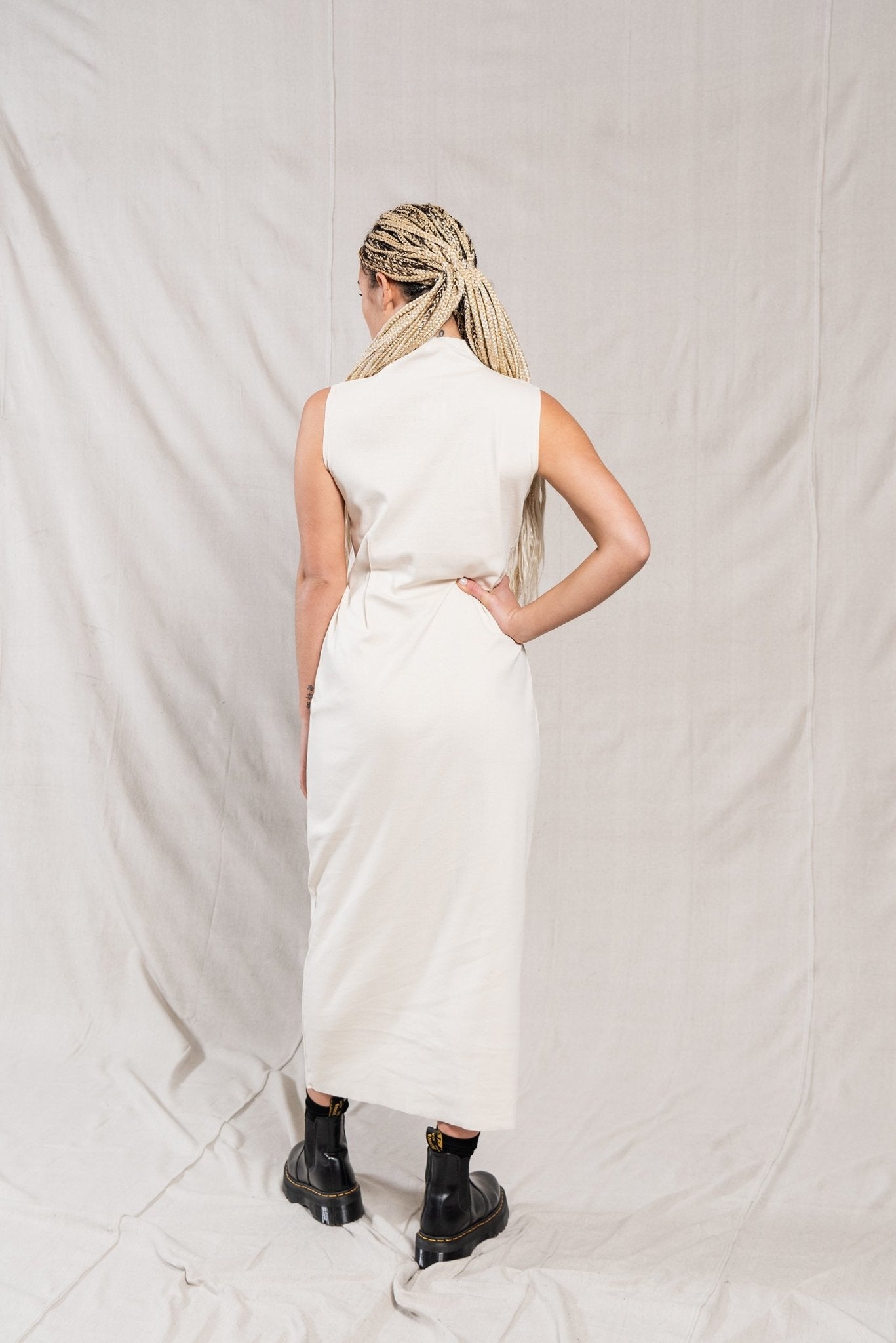 A.BCH A.14 Undyed Sleeveless Skivvy Dress in Organic Cotton Rib
