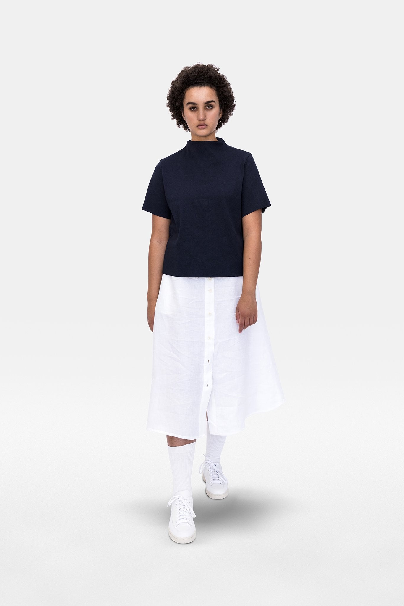 A.BCH A.14 Navy Short Sleeve Skivvy in Organic Cotton
