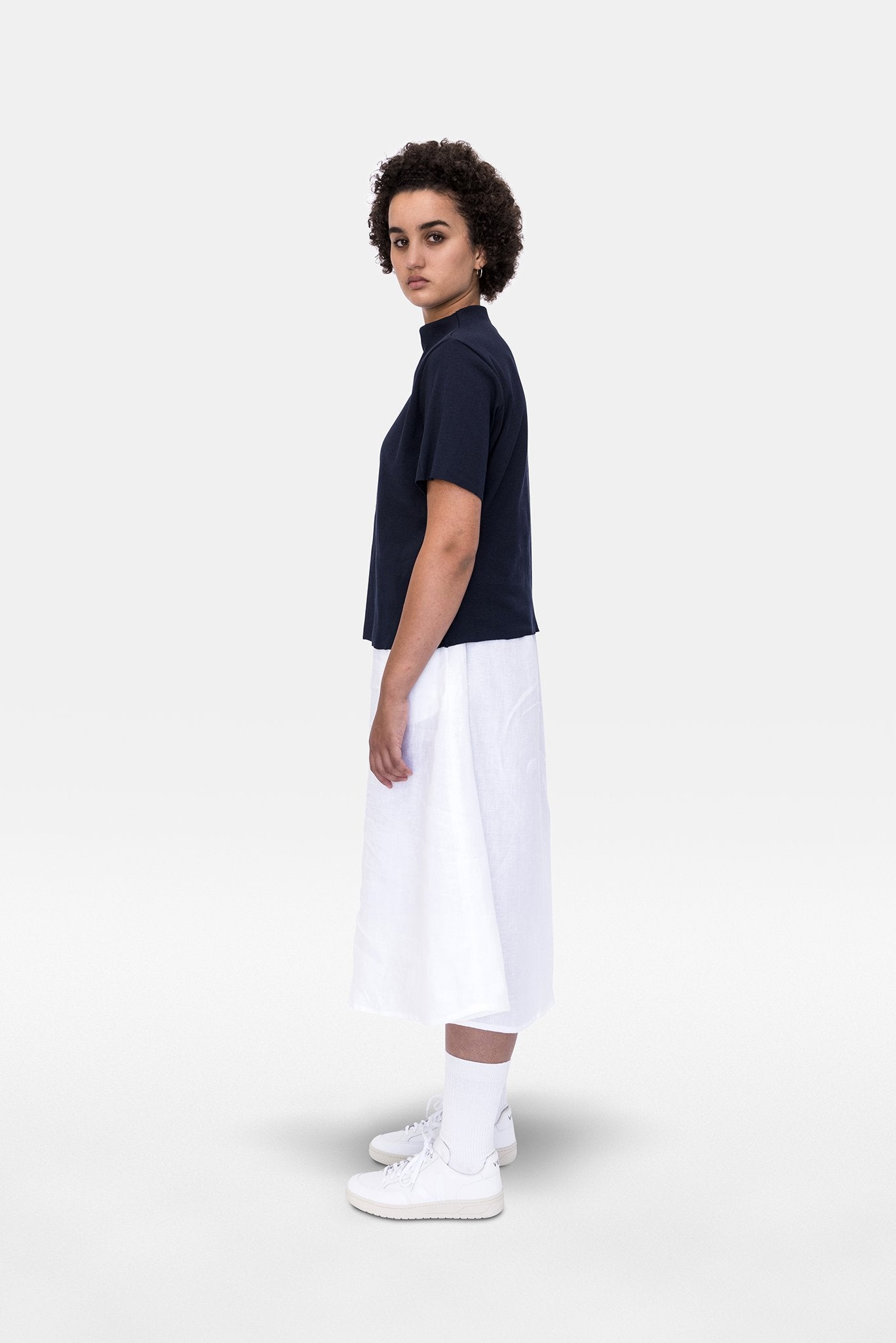 A.BCH A.14 Navy Short Sleeve Skivvy in Organic Cotton