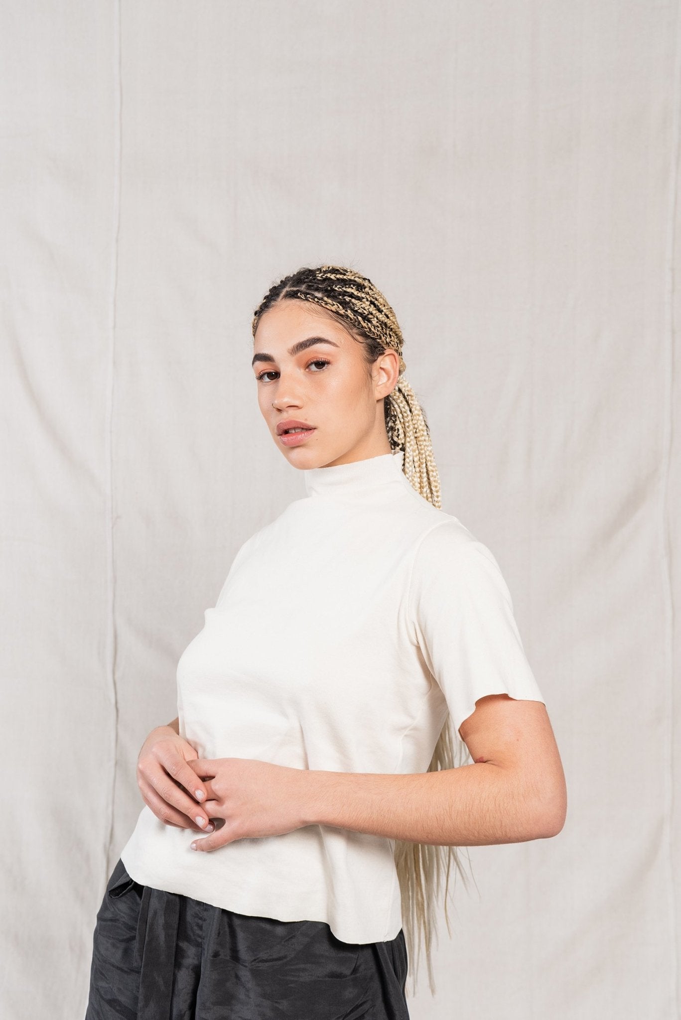 A.BCH A.14 Undyed Short Sleeve Skivvy in Organic Cotton Rib