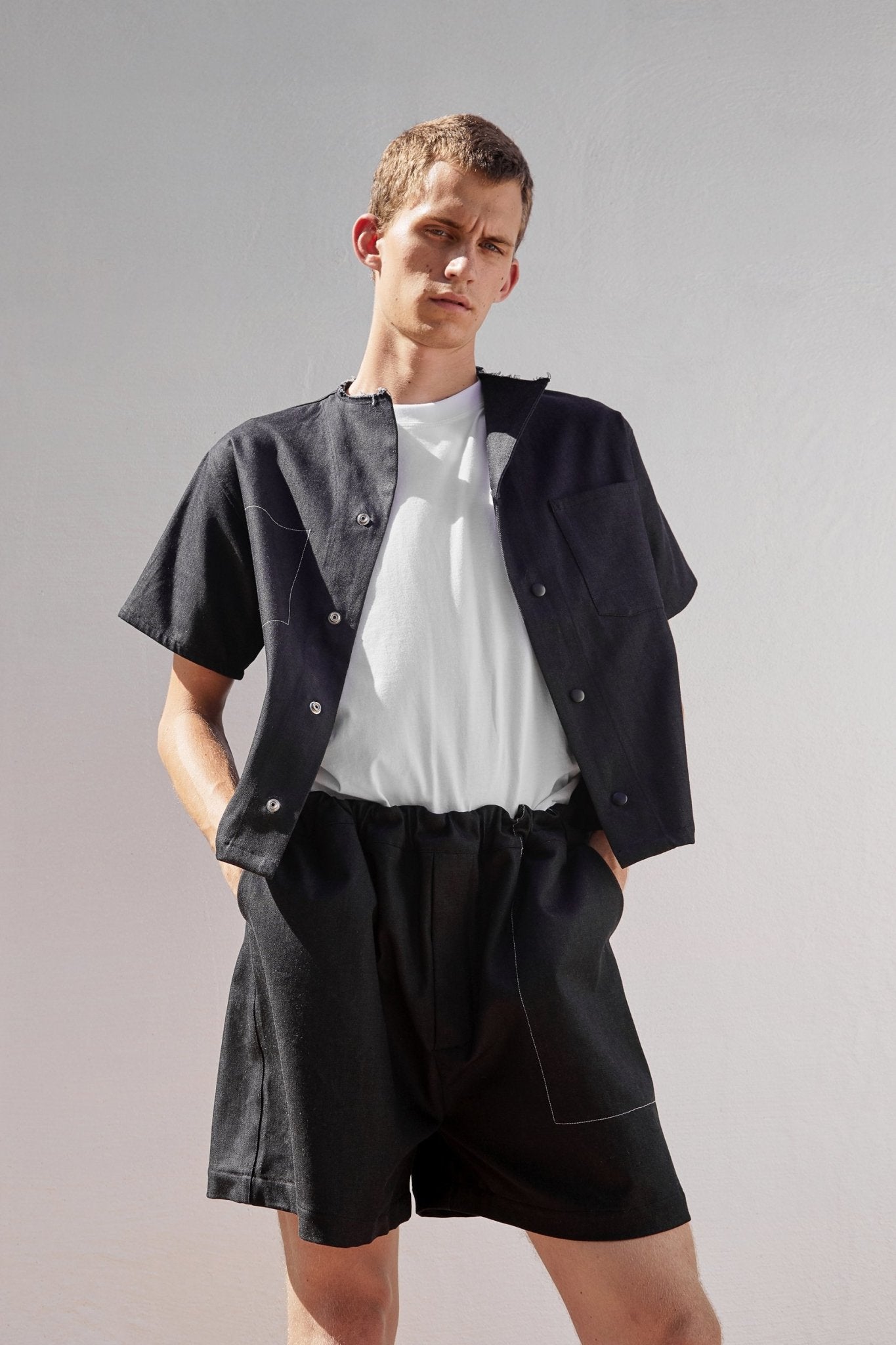 A.BCH A.16 Dark Indigo Signature Shorts in Organic Cotton Raw Denim
