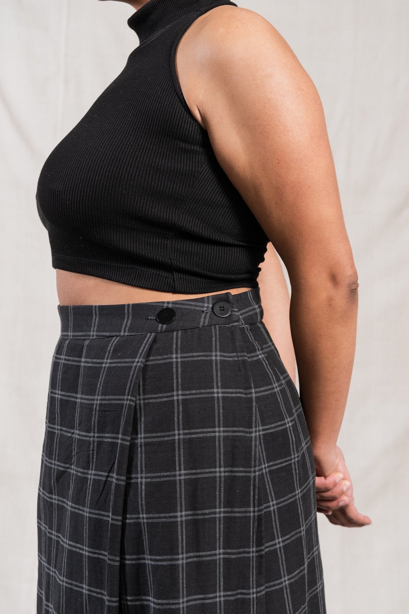 A.BCH A.25 Grey/Black Plaid Bolt Skirt in Organic Cotton