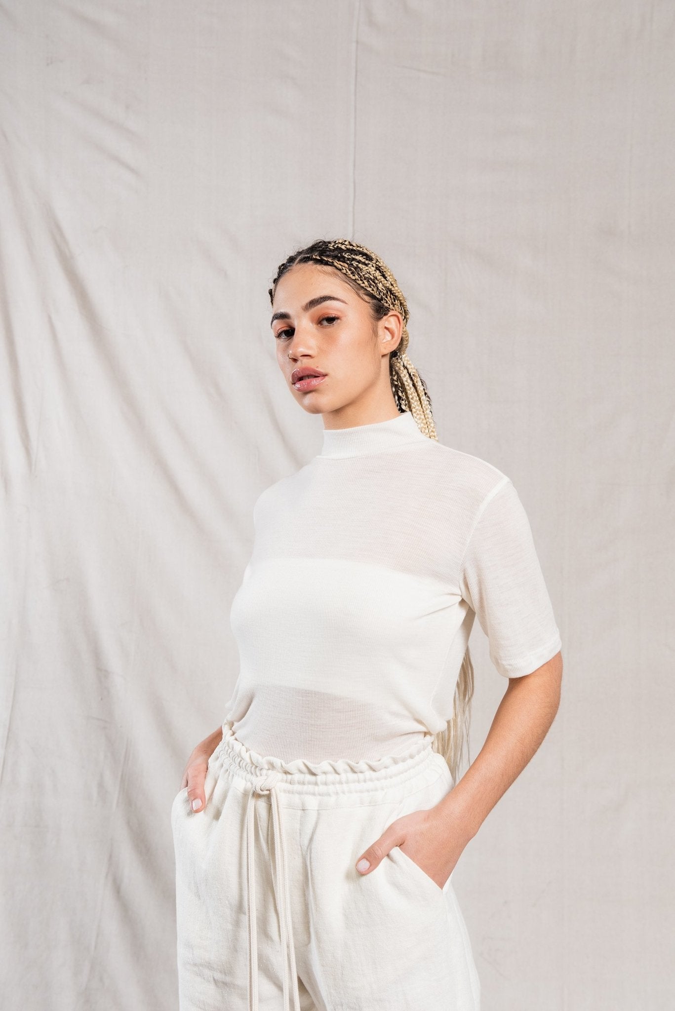 A.BCH A.32 Ivory Joggers in Hemp