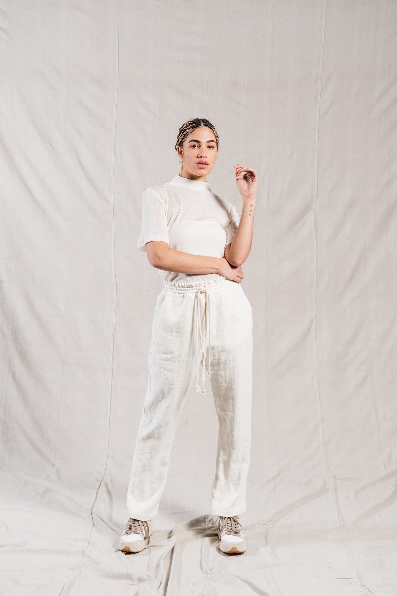 A.BCH A.32 Ivory Joggers in Hemp