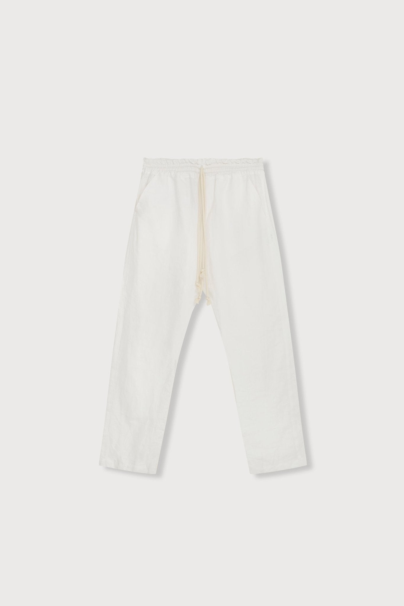 A.BCH A.32 White Linen Joggers in Organic Linen