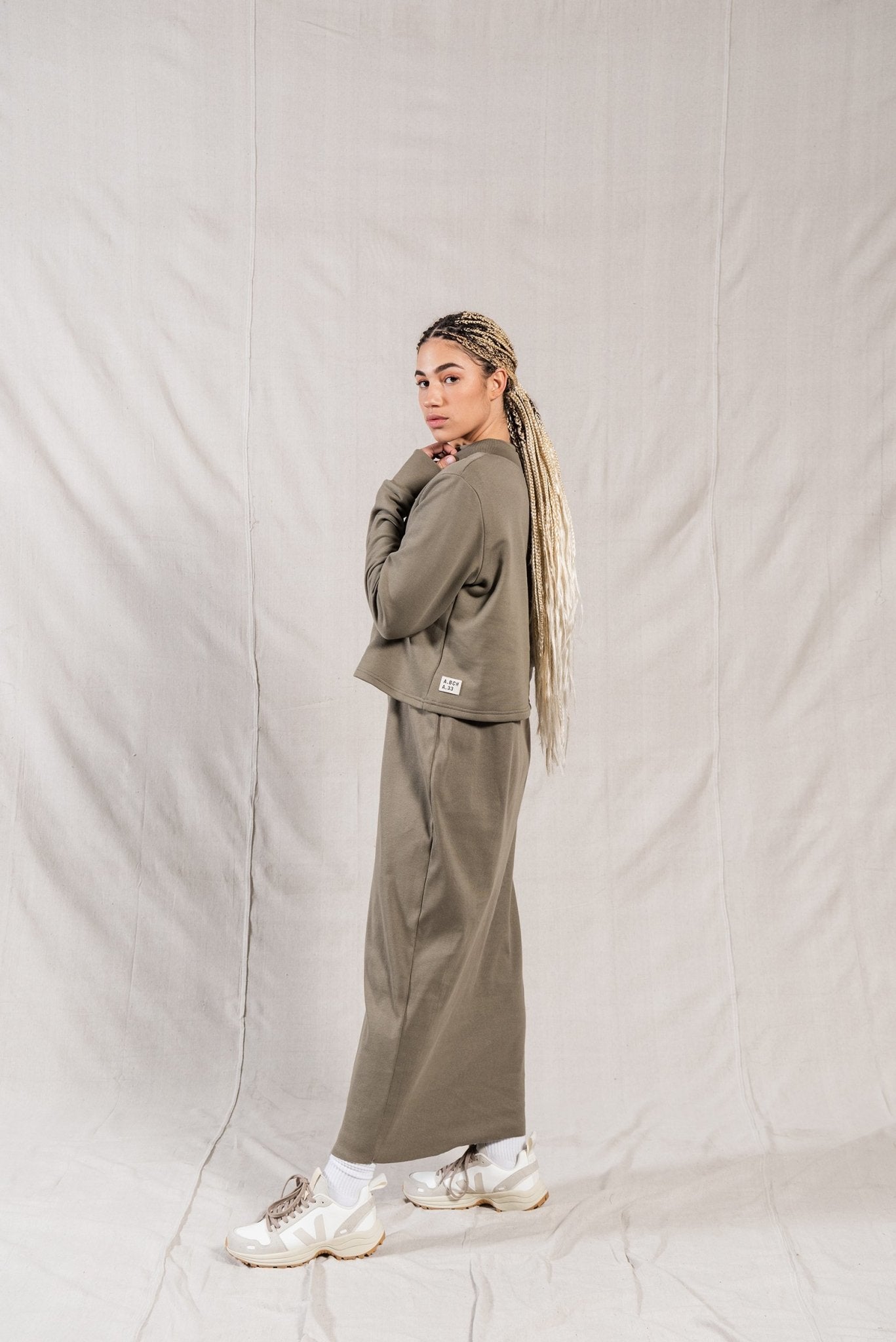 A.BCH A.33 Sage Crop Signature Sweater in Organic Cotton