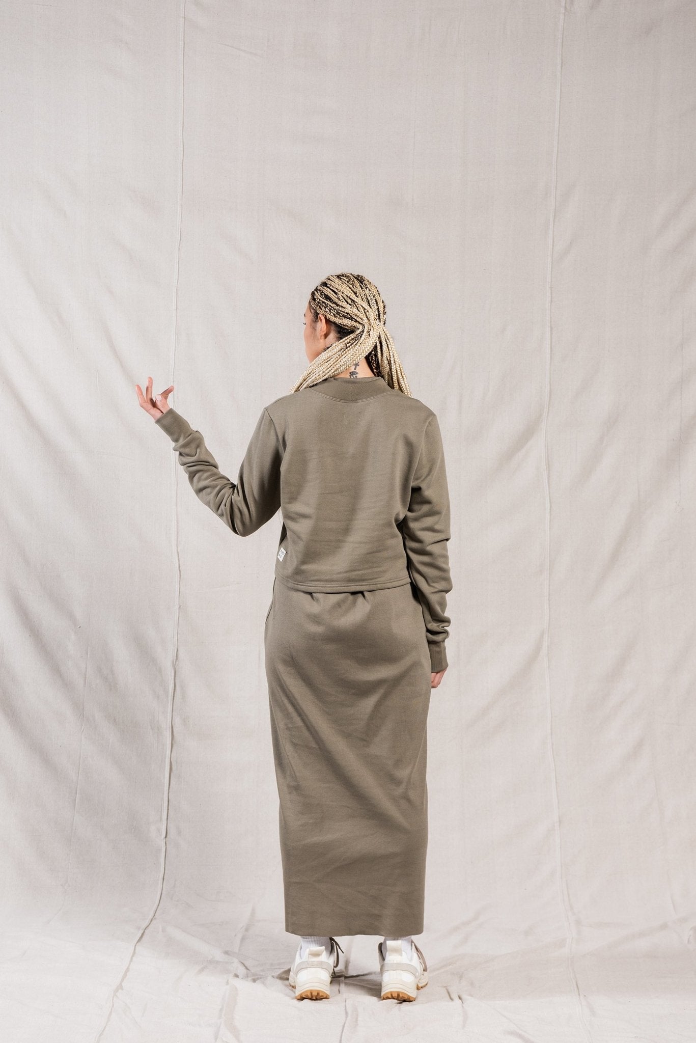 A.BCH A.33 Sage Crop Signature Sweater in Organic Cotton