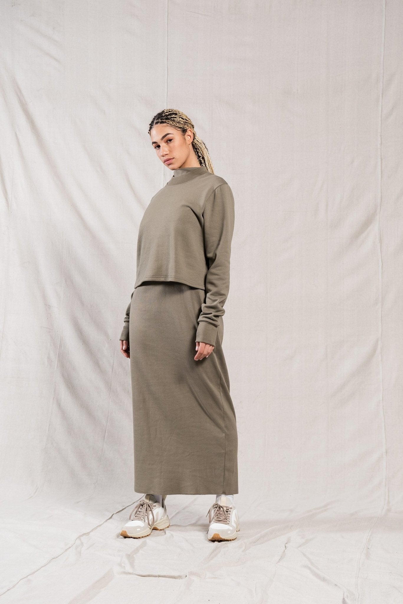 A.BCH A.33 Sage Crop Signature Sweater in Organic Cotton