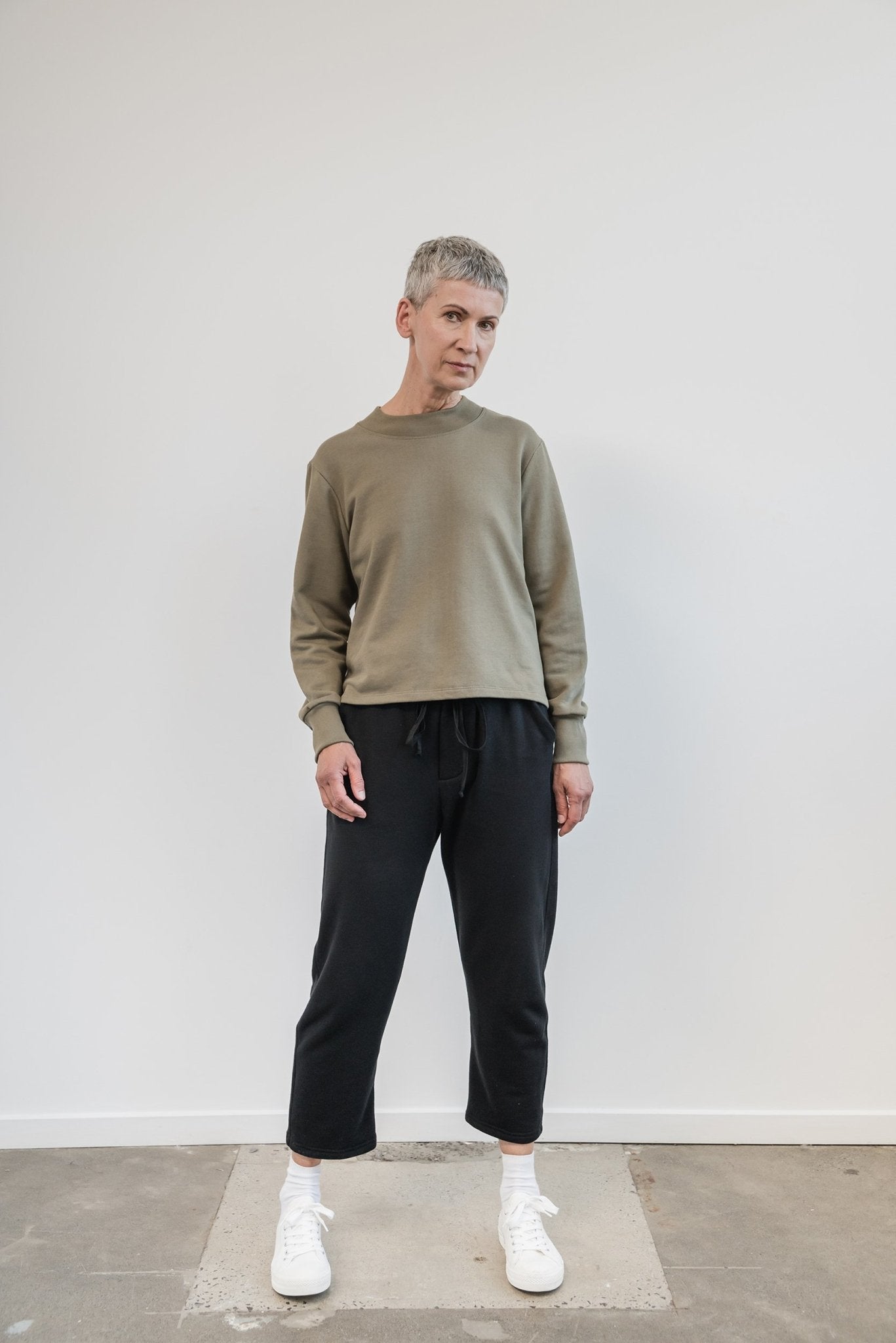 A.BCH A.33 Sage Crop Signature Sweater in Organic Cotton