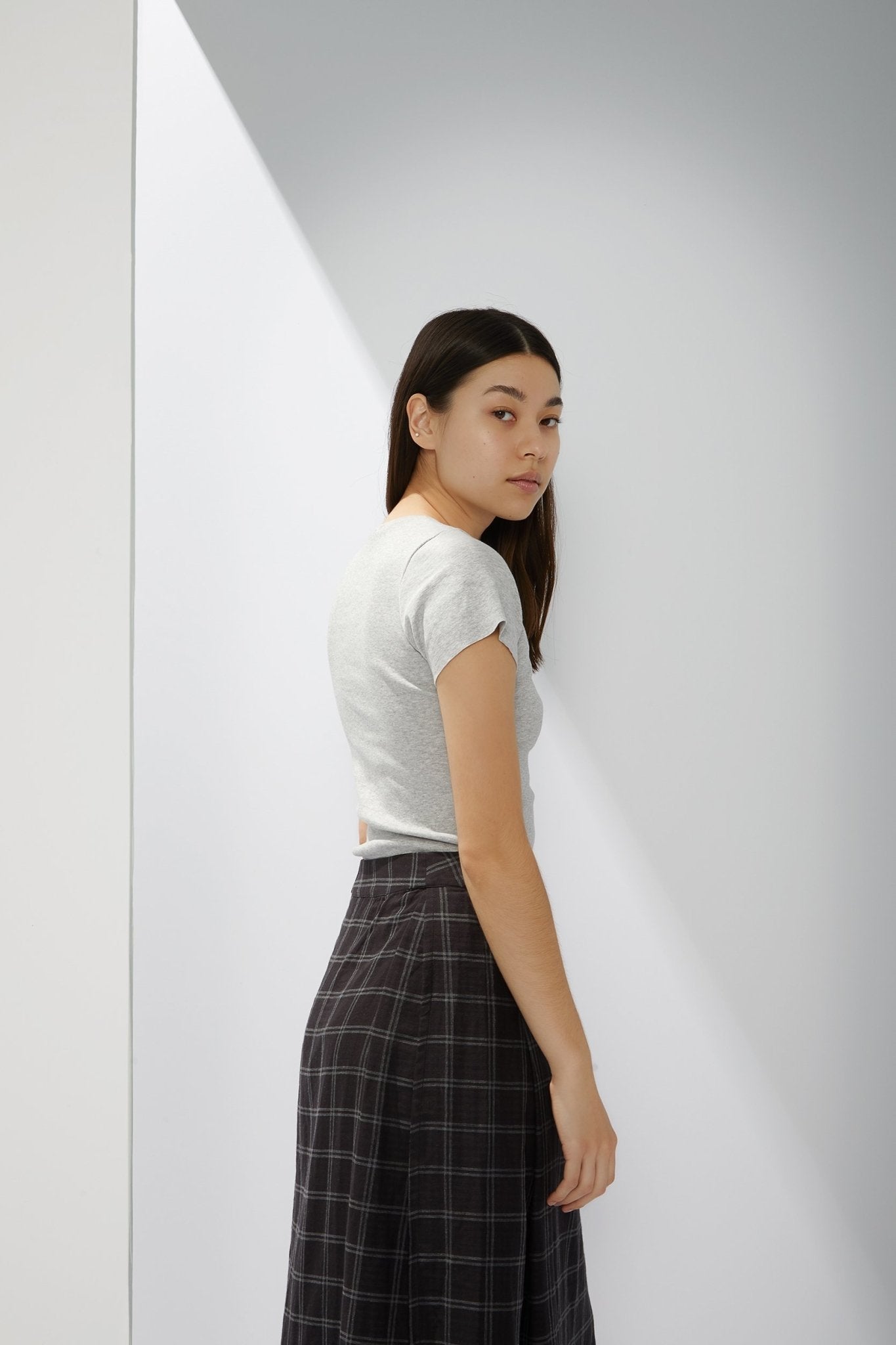 A.BCH A.35 Grey Marle Rib T-Shirt in Organic Cotton
