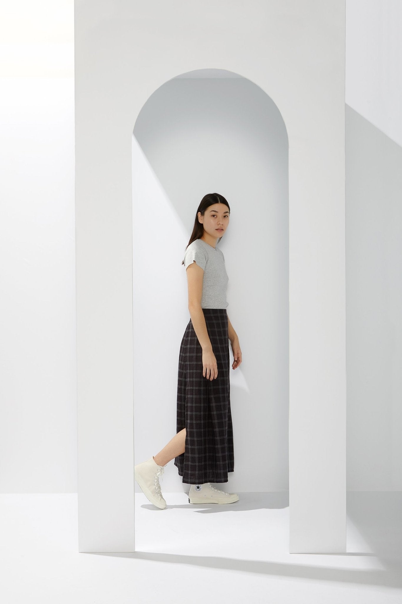 A.BCH A.35 Grey Marle Rib T-Shirt in Organic Cotton