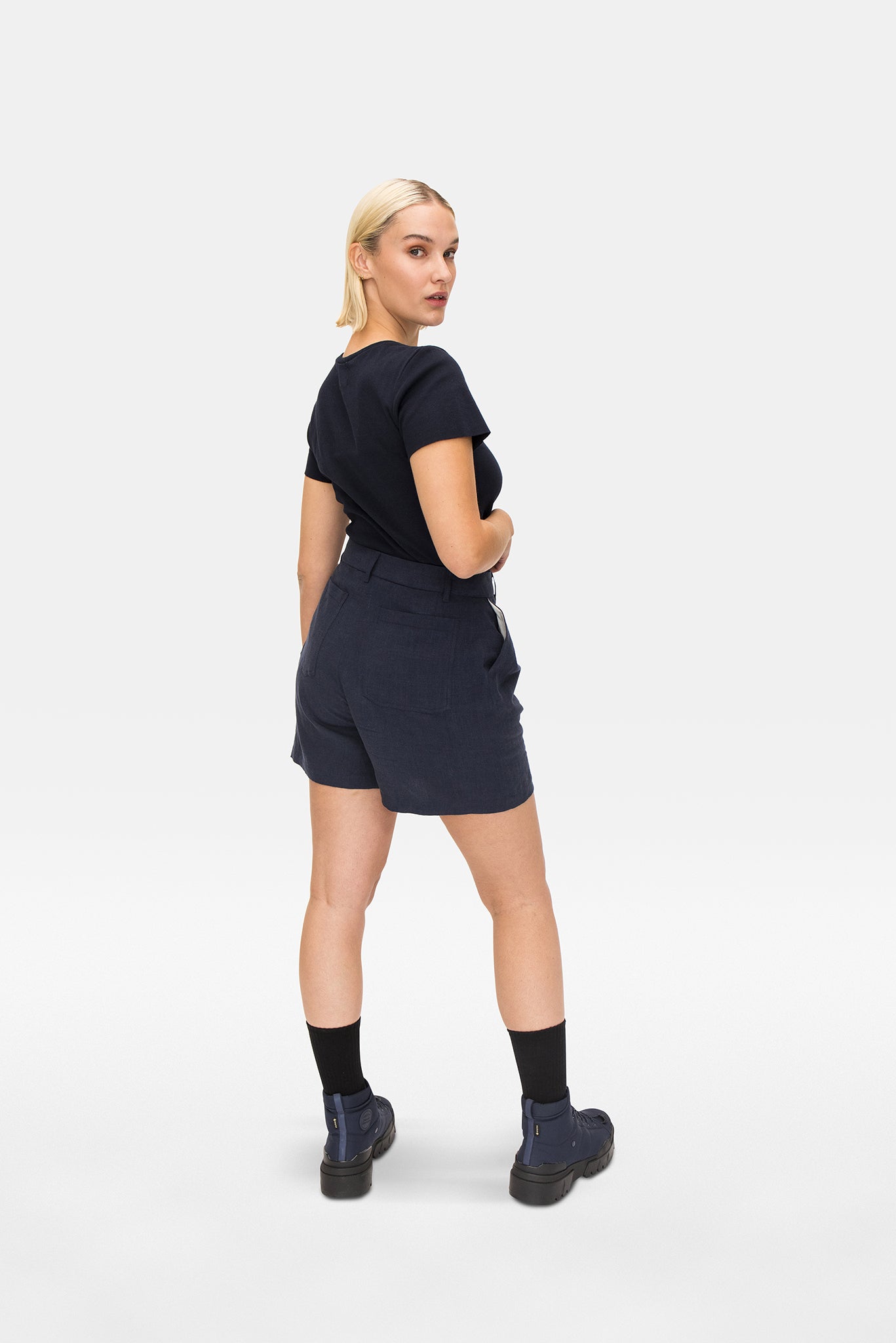 A.BCH A.35 Navy Rib T-Shirt in Organic Cotton Rib