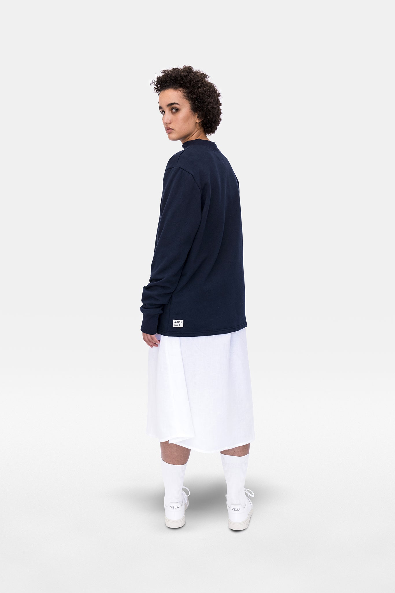 A.BCH A.33 Navy Classic Fleecy Sweater in Organic Cotton 