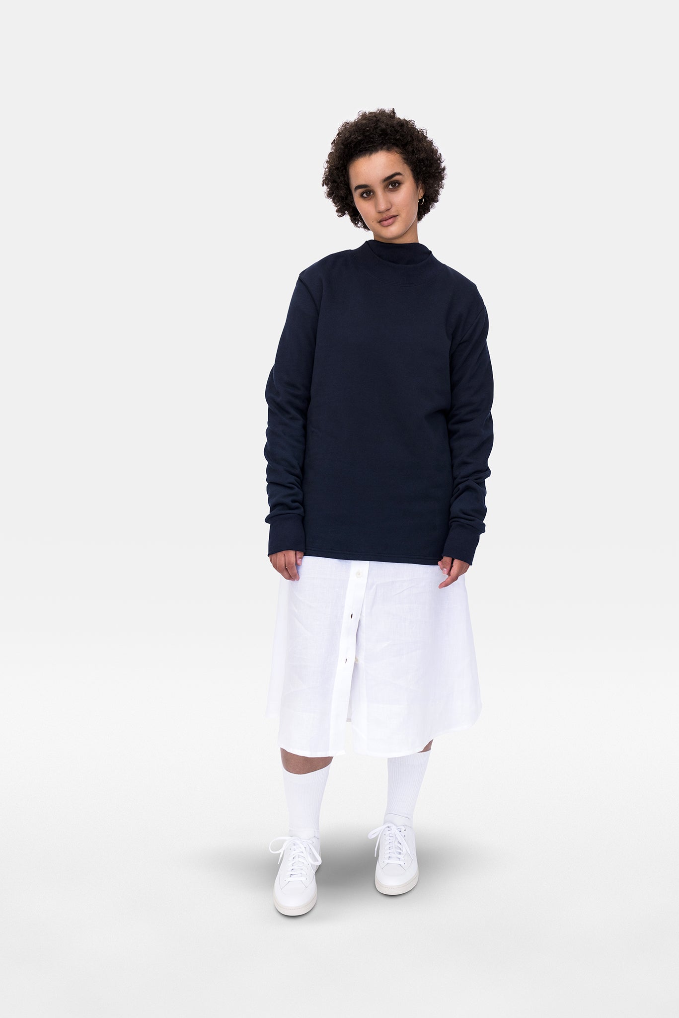 A.BCH A.33 Navy Classic Fleecy Sweater in Organic Cotton 