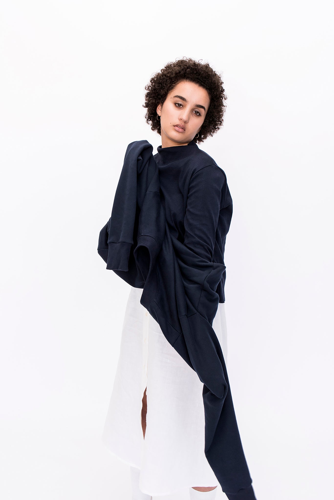 A.BCH A.33 Navy Classic Fleecy Sweater in Organic Cotton 
