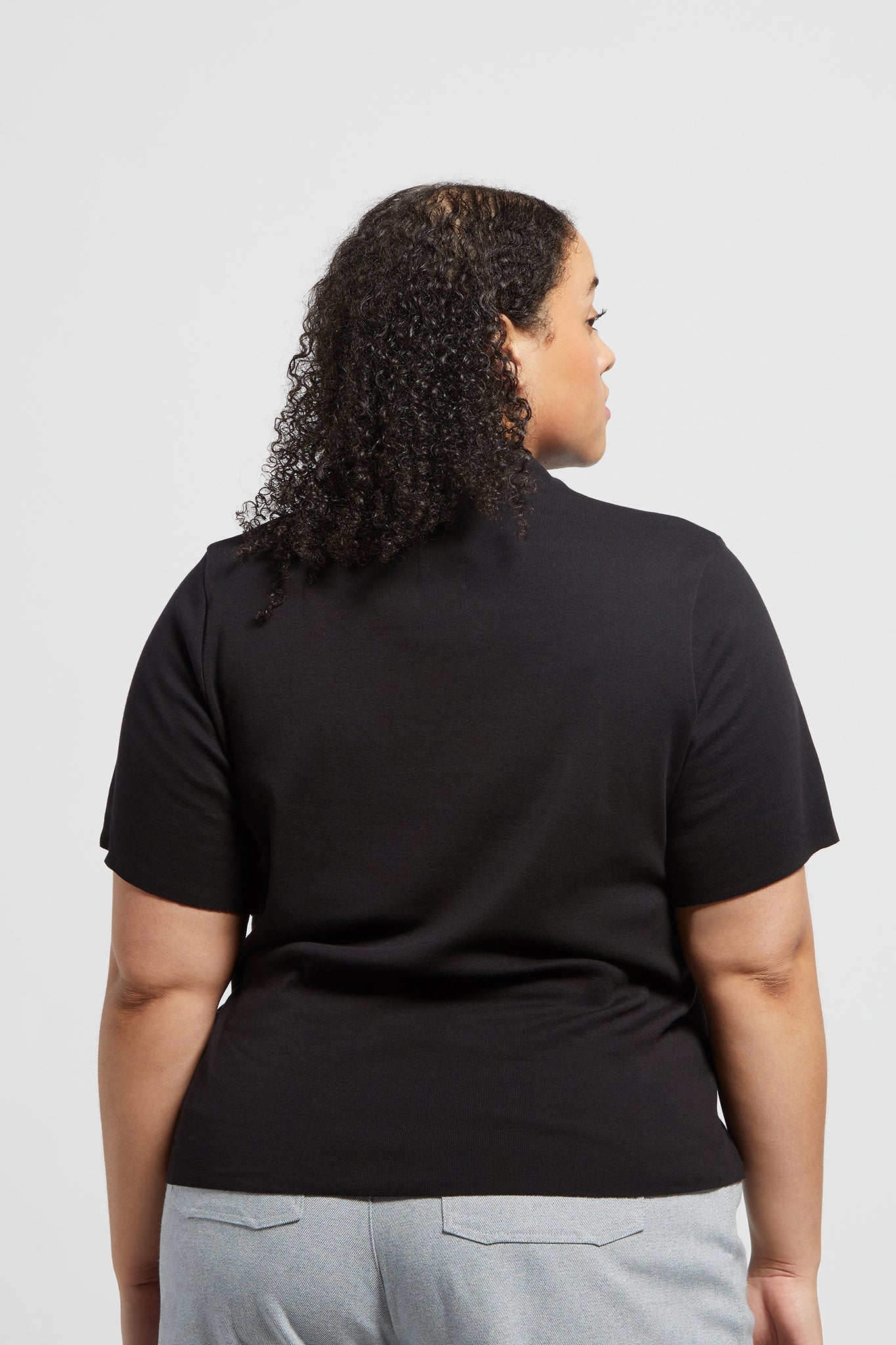 A.BCH A.14 Black Short Sleeve Skivvy in Organic Cotton rib