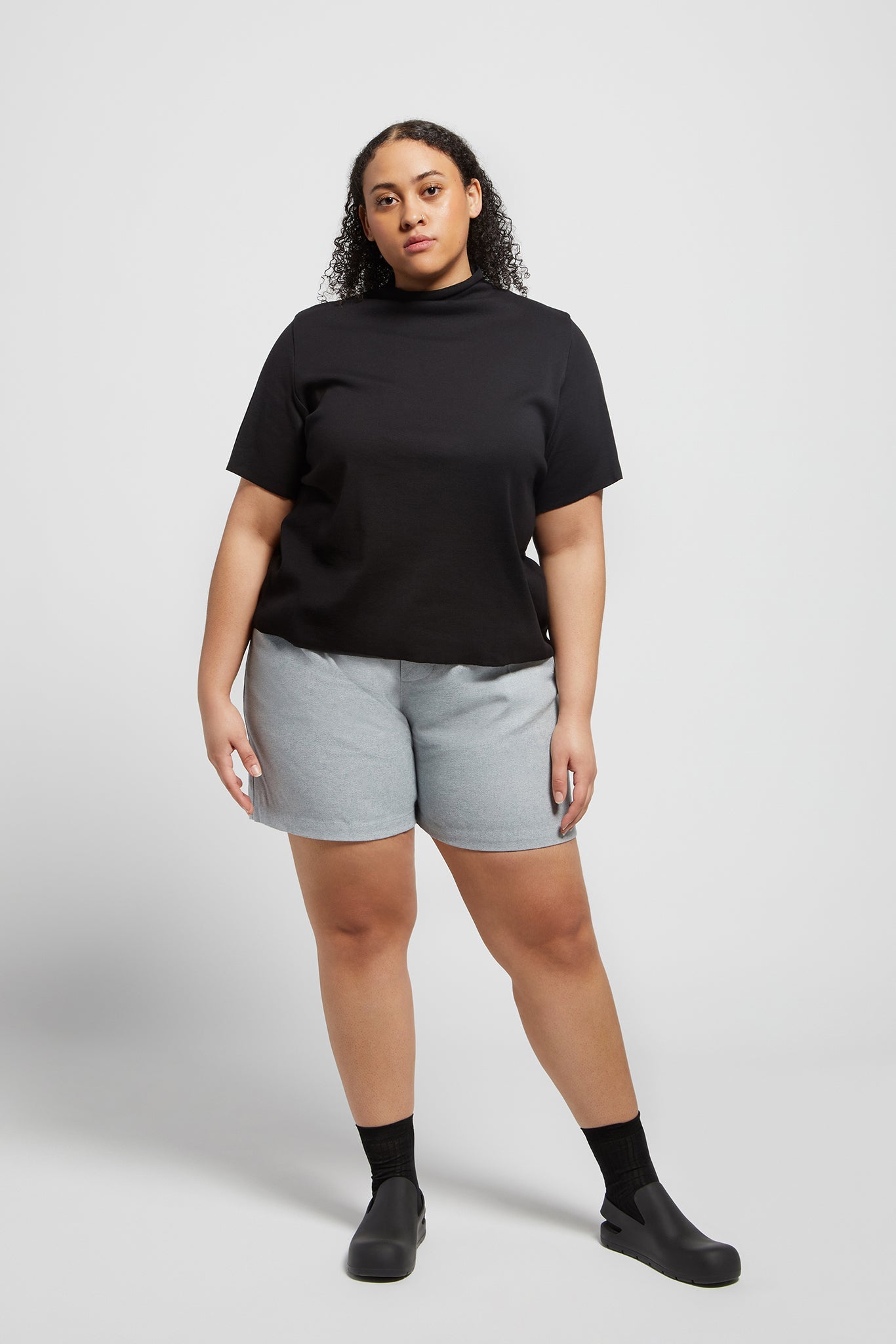A.BCH A.14 Black Short Sleeve Skivvy in Organic Cotton rib