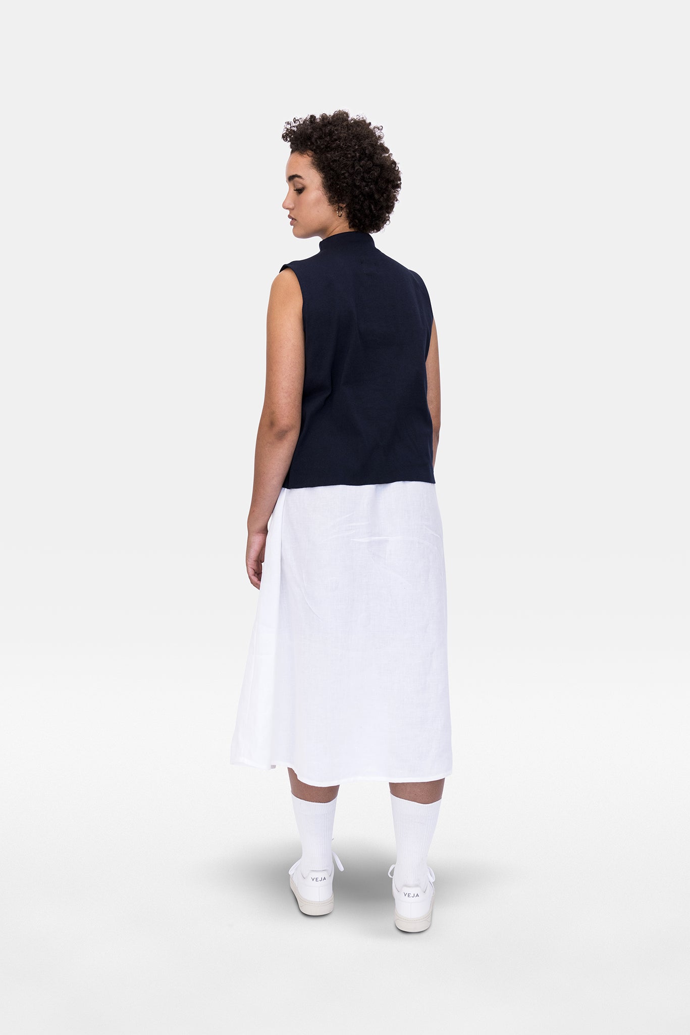 A.BCH A.14 Navy Sleeveless Skivvy in Organic Cotton Rib