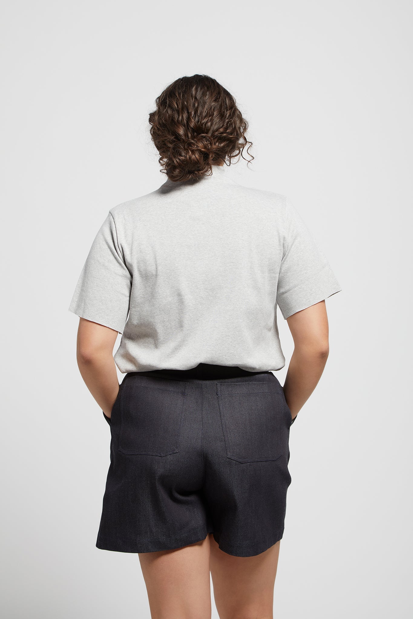 A.BCH A.14 Grey Marle Short Sleeve Skivvy in Organic Cotton Rib